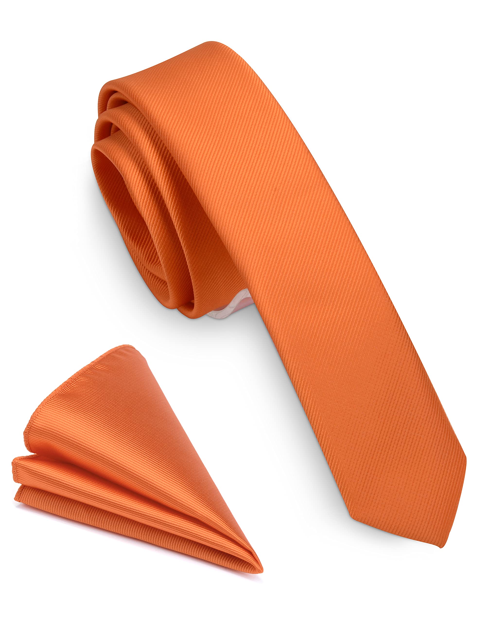 GUSLESON Fashion 1.58"（4cm） Solid Color Necktie and Pocket Square Sets For Men + Gift Box