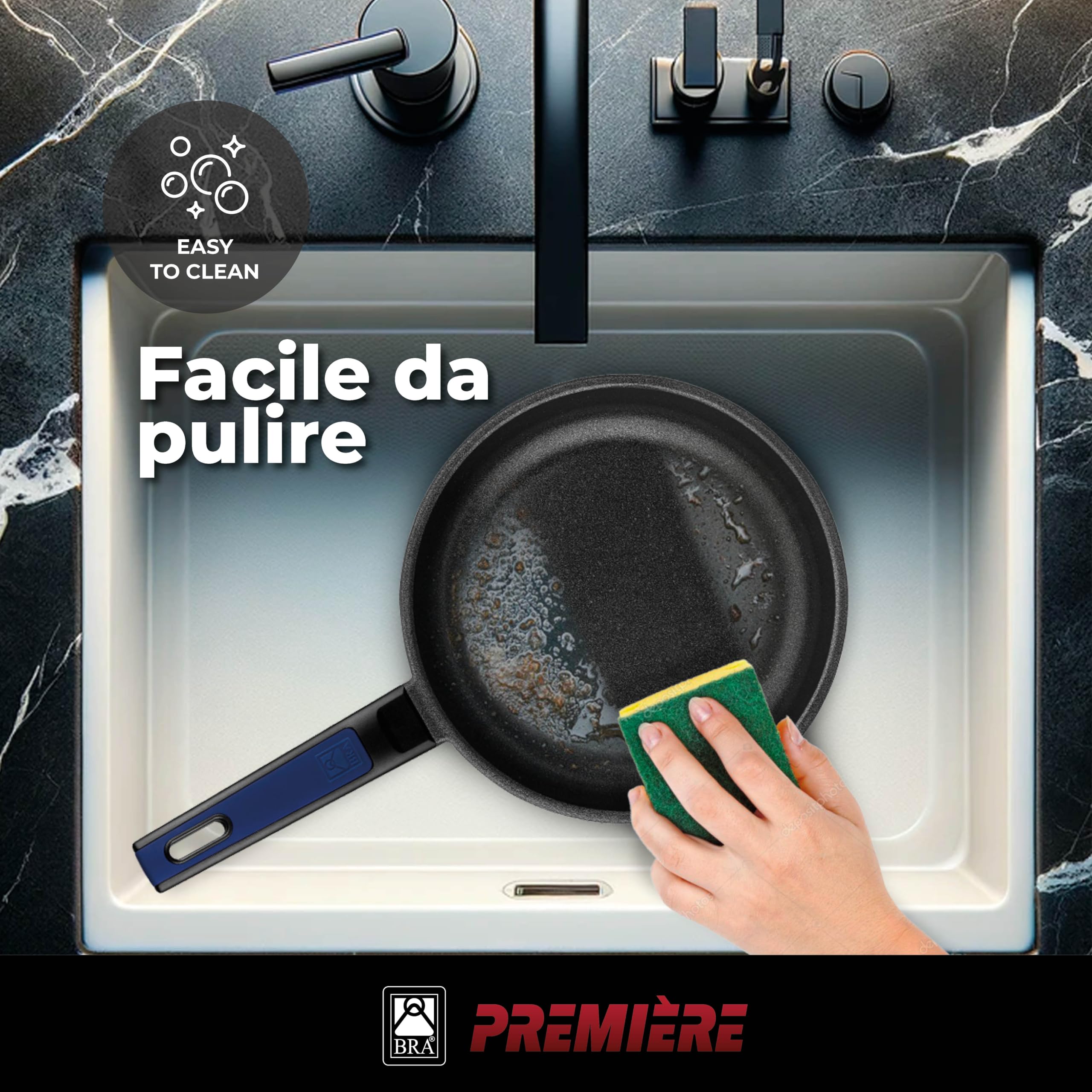 BRA Advanced | Set di 3 padelle 20, 24, 28 cm, Alluminio fuso, antiaderente | Senza PFOA, Rinforzato, Prestazioni Superiore e Resistenza ai Graffi, Adatta per Induzione