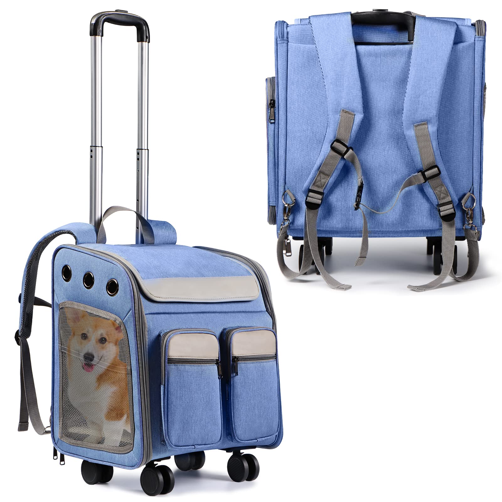 Buy 3 in 1 Pet Rolling Carrier, Caybay Airline Approved Travel Dog Pet