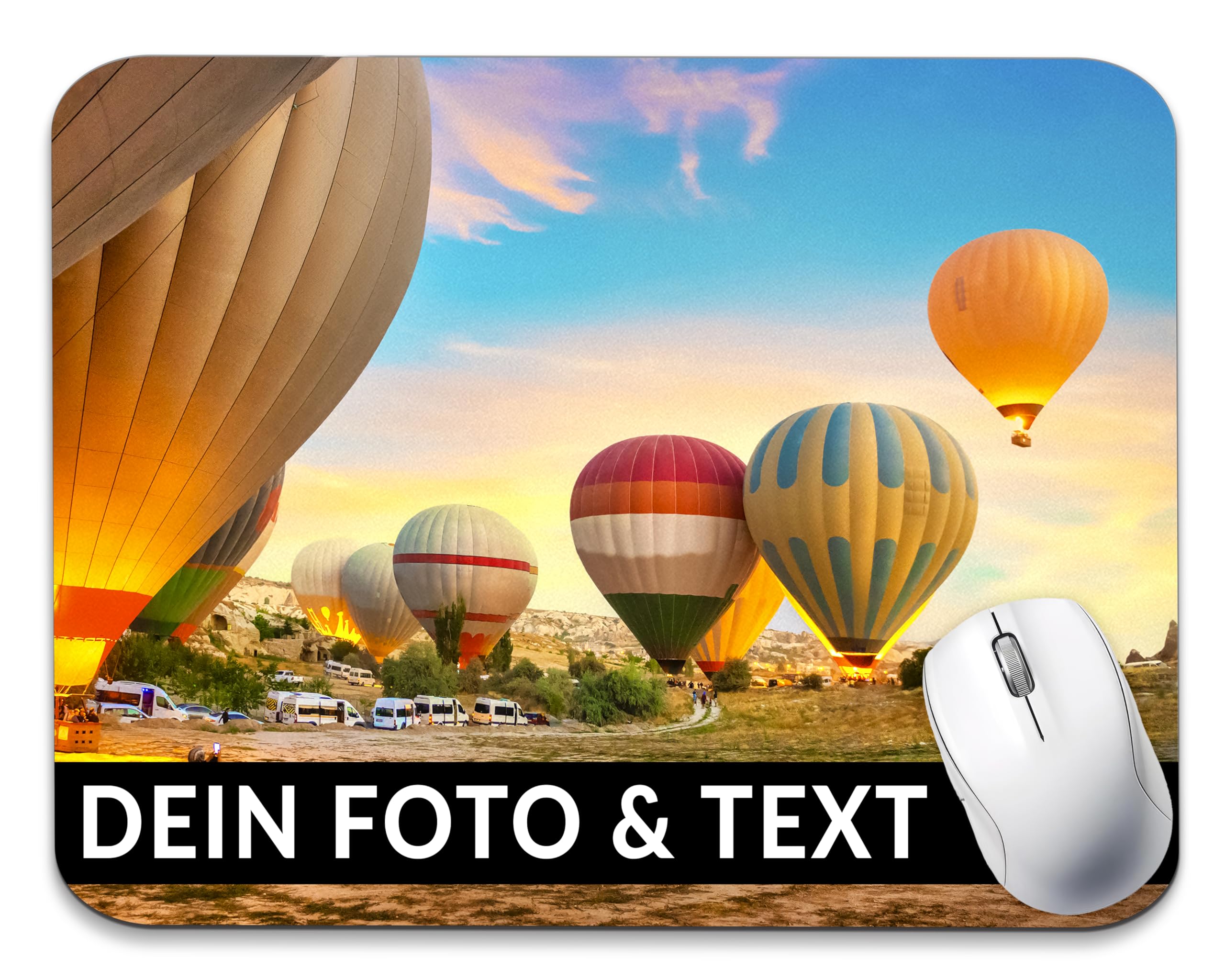 Personalisiertes Mousepad mit Foto & Text selbst gestalten (24 x 20 cm) Individuelles Mauspad bedrucken für Homeoffice, Büro & Gaming nach Wunsch mit eigenem Bild, Motiv & Logo bedruckt Namen Geschenk