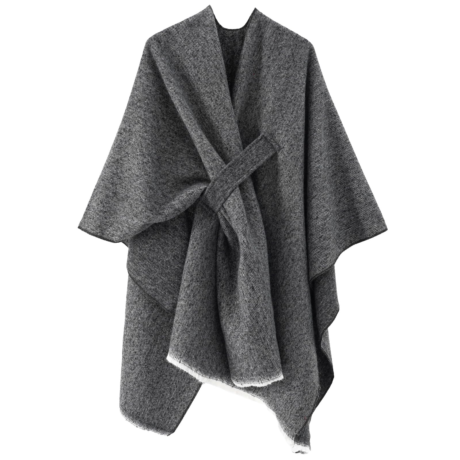 Scialle avvolgente poncho da donna caldo mantello cardigan aperto davanti elegante scialli per primavera autunno inverno