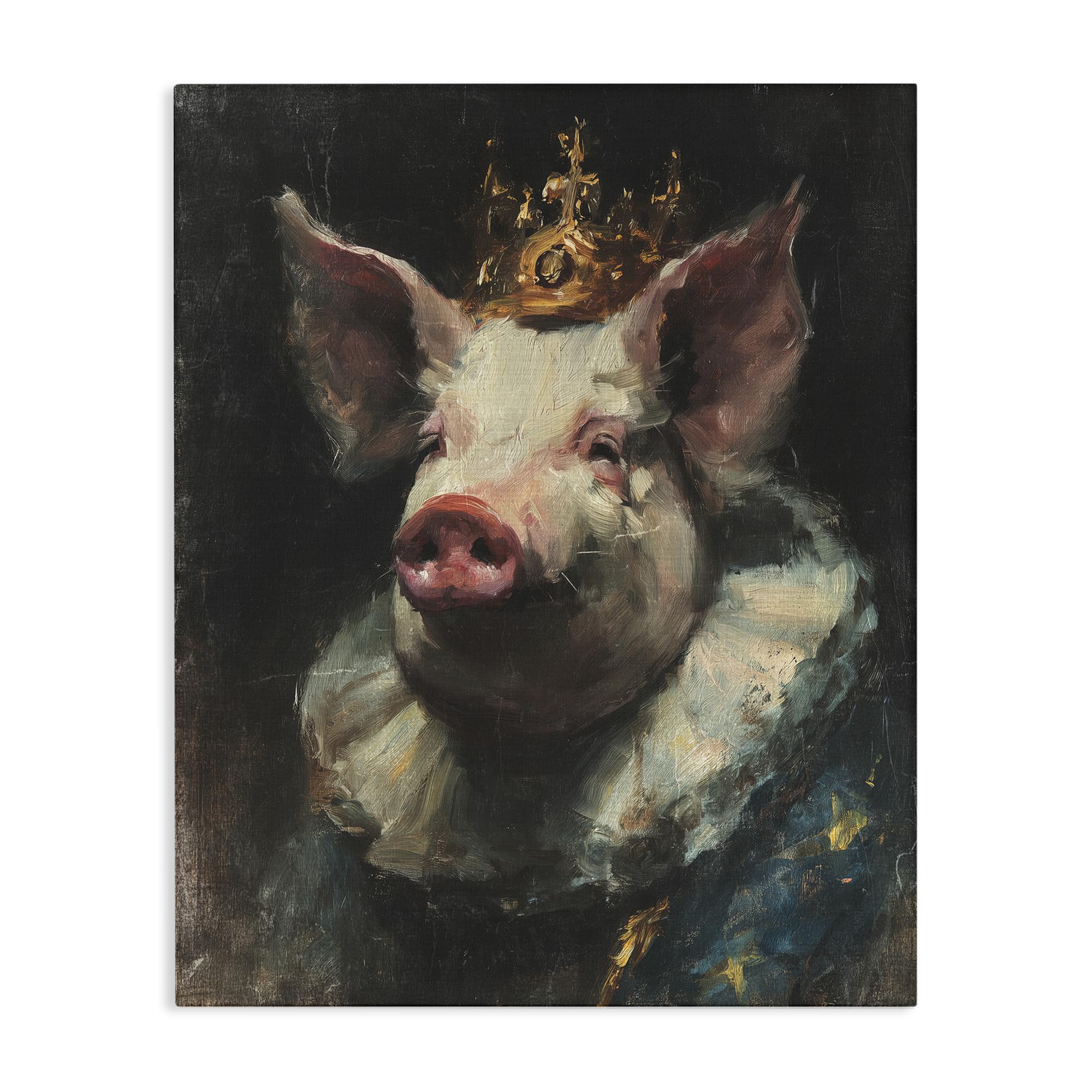 Stupell Industries 'Crowned Imperial Pig', Canvas Art, 24 x 30 Inches, Easy to Hang and Sturdy, Made in USA, by Svetlana Aleynikova