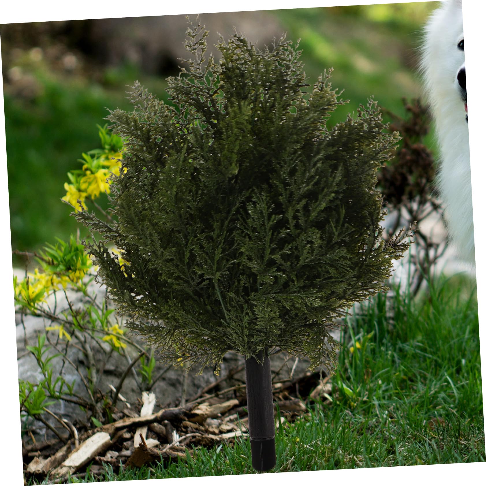 Gatuida Faux Arbre de Cèdre avec Piquet Topiaire Artificiel pour Allée Jardin Décoration Extérieure de Noël Branches de Conifères Fausses Plantes pour Porche Terrasse