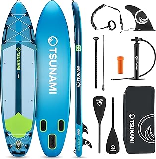 TSUNAMI Stand Up Paddling Board PRO, SUP-Board mit Komplettes Zubehör, Pumpe und Sicherheitsleine, Tragkraft bis 160kg, Länge 350cm, Doppeltes Material und zusätzliche interne Verstärkungen