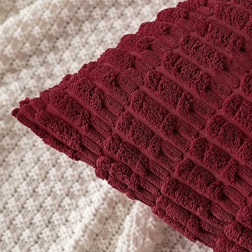 Miniatura 4 de MIULEE Paquete de 2 fundas de almohada decorativas de pana de 20 x 20 pulgadas, suaves fundas de almohada bohemias a rayas, decoración moderna para