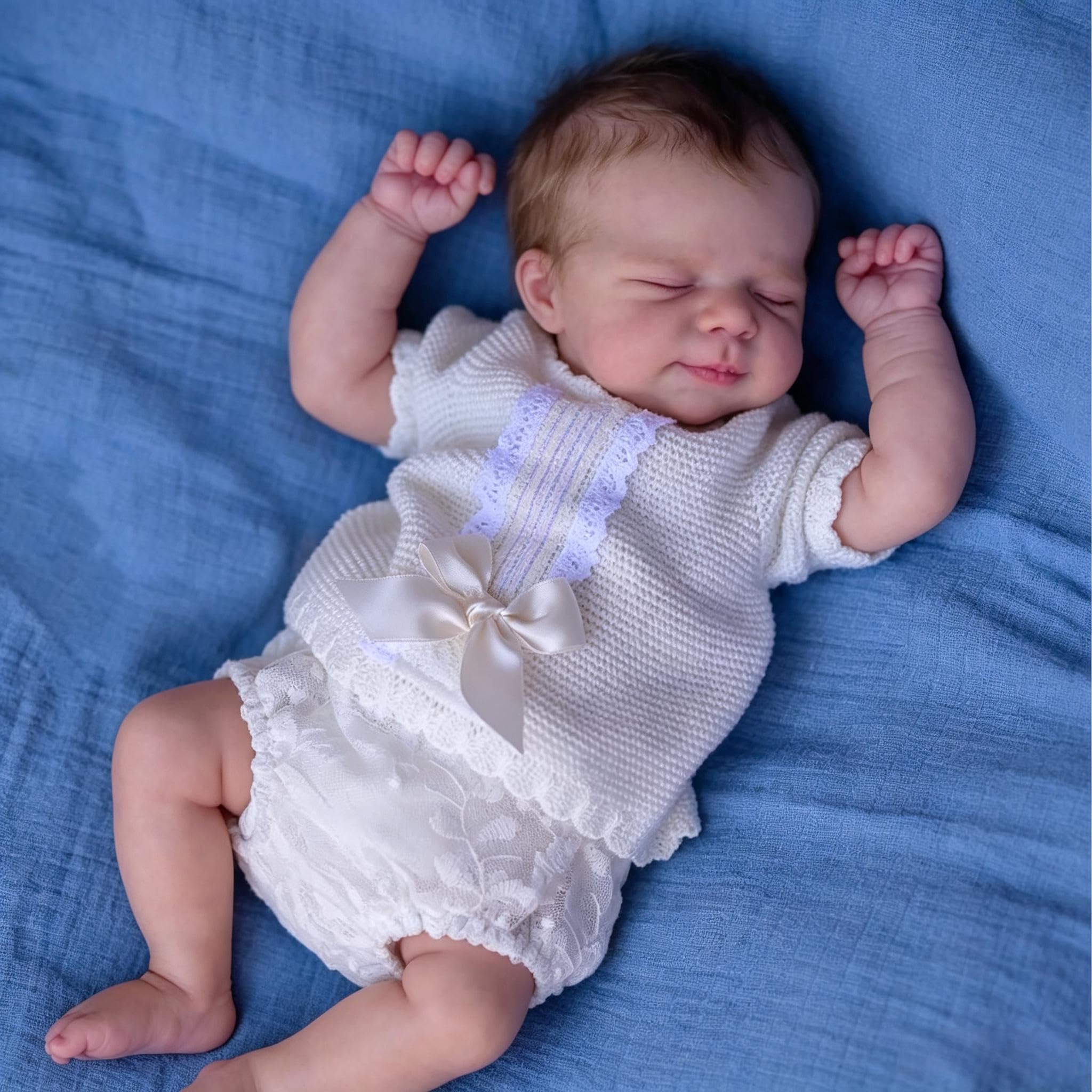 RXDOLL Realistyczne śpiące lalki Reborn Baby Dolls winylowe na całe ciało, 45 cm, realistyczne, anatomicznie poprawne, dziewczyna, prawdziwe życie, lalka, silikonowa, lalka Reborn z akcesoriami