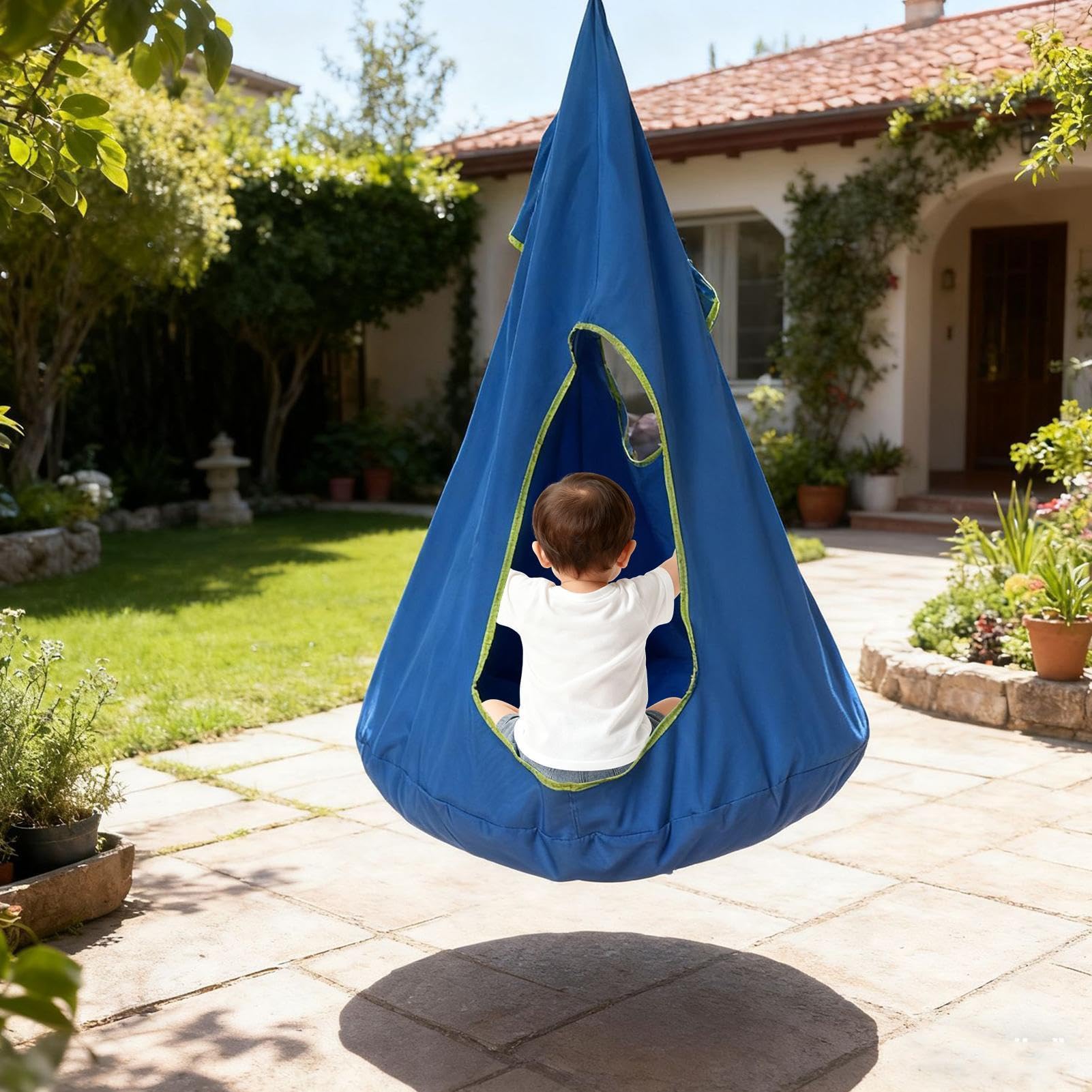 Sedia Amaca Altalena Pod - Sedile Sospeso Regolabile Con Capacità Di 150 Kg Ammortizzata, Design Confortevole Sedia Relax Multifunzionale, Di Supporto Durevole Soggiorno Giardino Patio Prato I