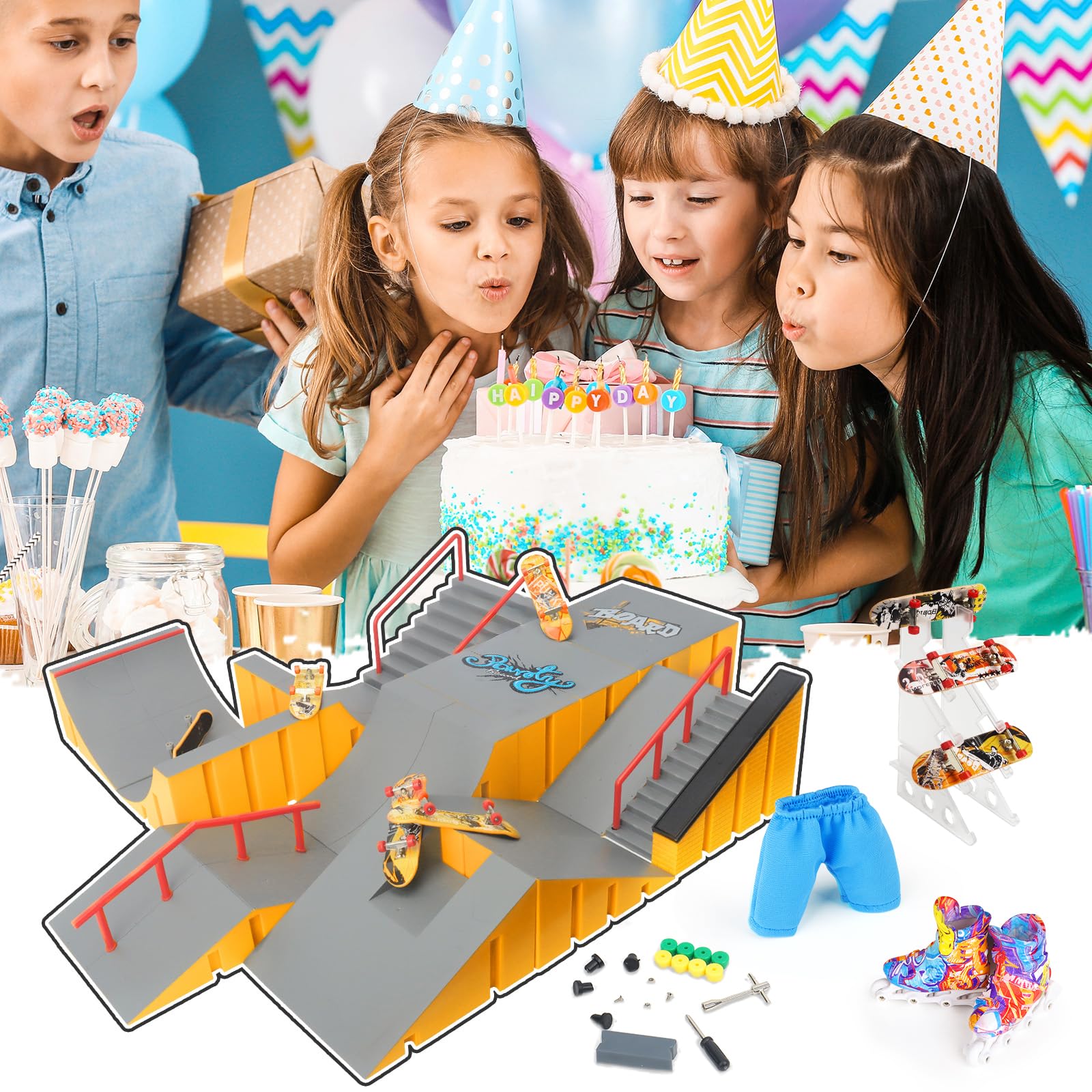 CS COSDDI Kit de rampe de skateboard pour doigts, mini skateboards, kit de rampe, jouet éducatif, cadeau pour enfants
