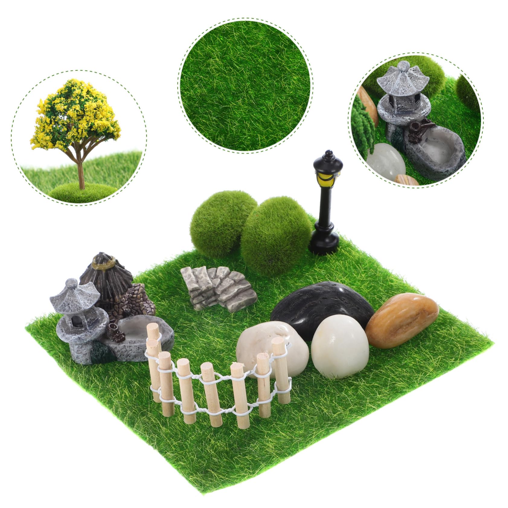 BESPORTBLE 4zestawy Miniaturowych Akcesoriów Do Ogrodu Wrzośca Elementów Plastikowe Dekoracje Do Terrarium Miniaturowe Drzewka i Kamienie Urokliwych Krajobrazów
