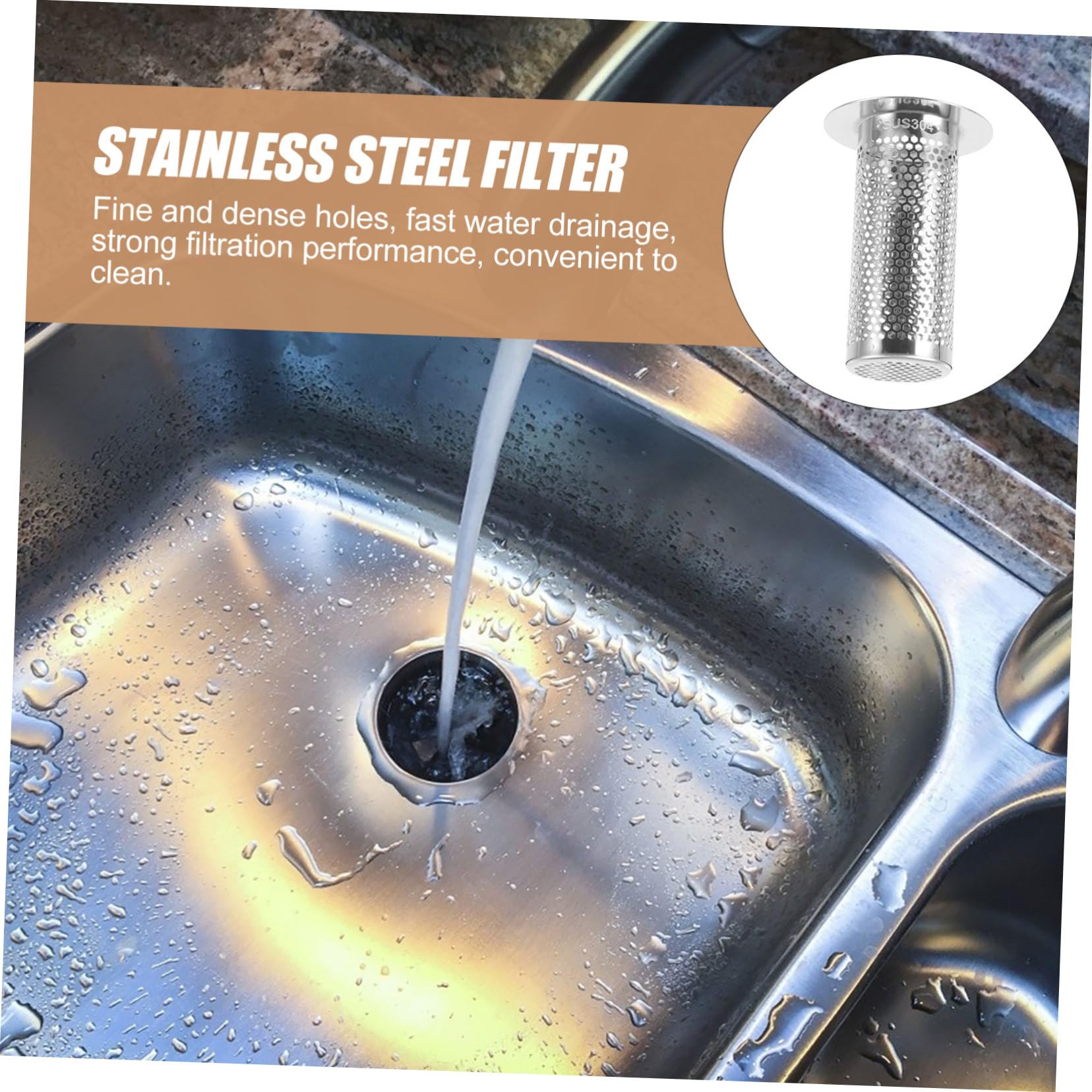 HOMSFOU 5piezas Colador De Drenaje De Acero Inoxidable para Fregadero De Cocina Filtro De Pelo y Suciedad Antibloqueo y Fácil De Limpiar Compatible Desagües