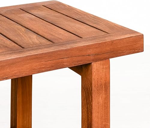 Miniatura 9 de Best Home Fashion Mesa de banco de ducha de teca con estante, mesa auxiliar grande para baño y spa, 14 pulgadas de ancho x 30 pulgadas de largo x 18