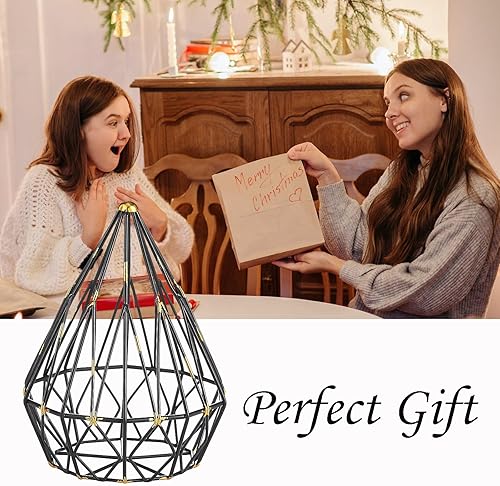 Miniatura 7 de MOCOME Decoración geométrica de metal de 7.9 x 6.7 pulgadas, forma de diamante, escultura geométrica, esfera decorativa, bola decorativa abstracta