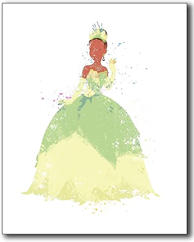Miniatura 7 de Disney Princess - Póster de acuarela para pared, juego de 6 fotos (8 x 10 pulgadas) - Ariel Belle Cenicienta blanca nieve, jazmín y Tiana
