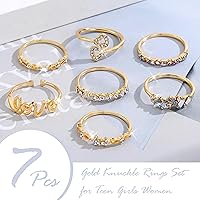 Vista 5 de Anillos apilables de oro para mujeres, adolescentes, niñas, regalos de moda, juego de anillos de nudillos simples de estrella, luna, corazón, boho
