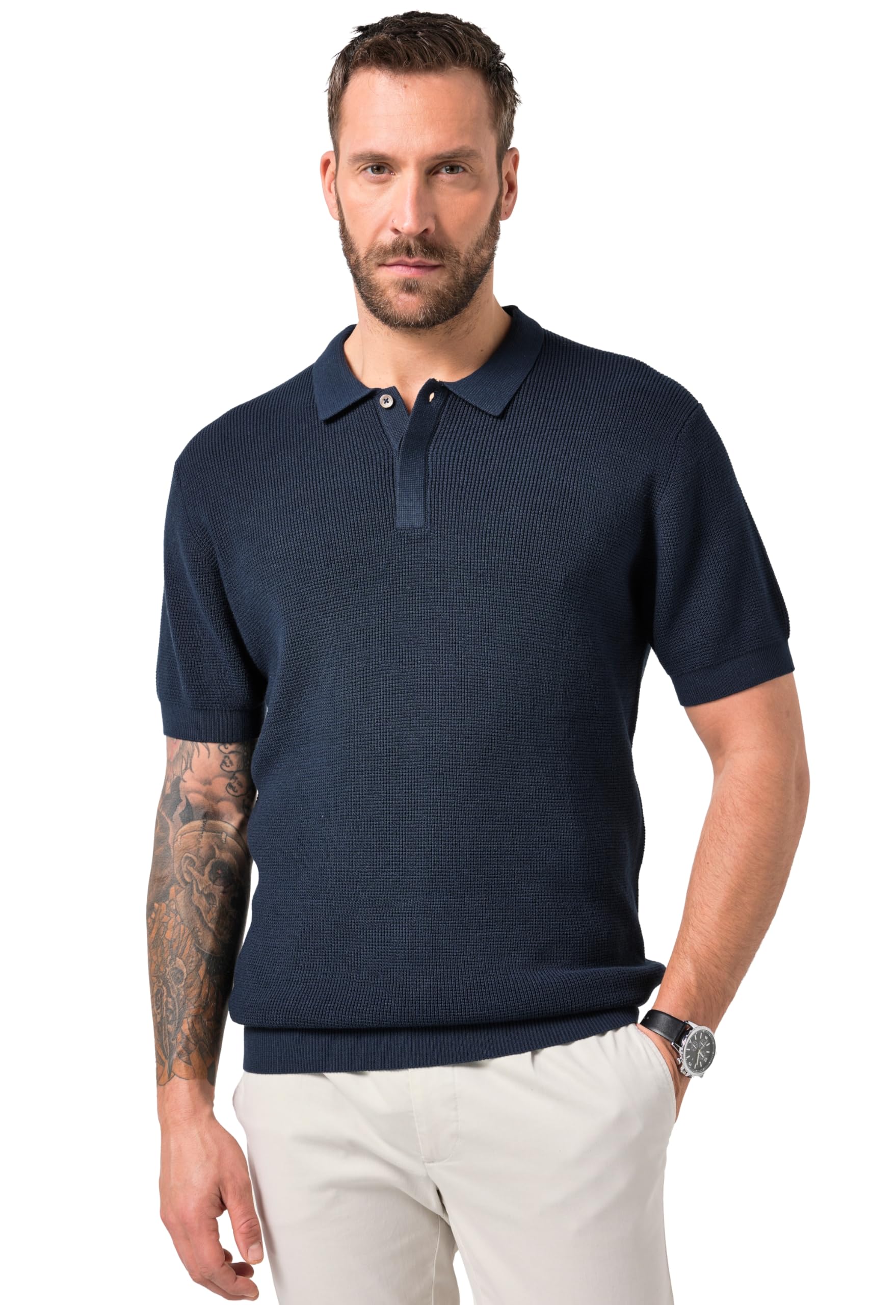JP 1880 Herren große Größen Übergrößen Menswear L-8XL Strick-Poloshirt FLEXNAMIC®, Halbarm 846214