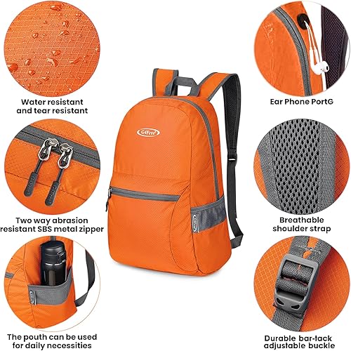 Miniatura 3 de G4Free Mochila ligera plegable de 20L, mochila de senderismo para viajes, mochila de día plegable para hombres y mujeres