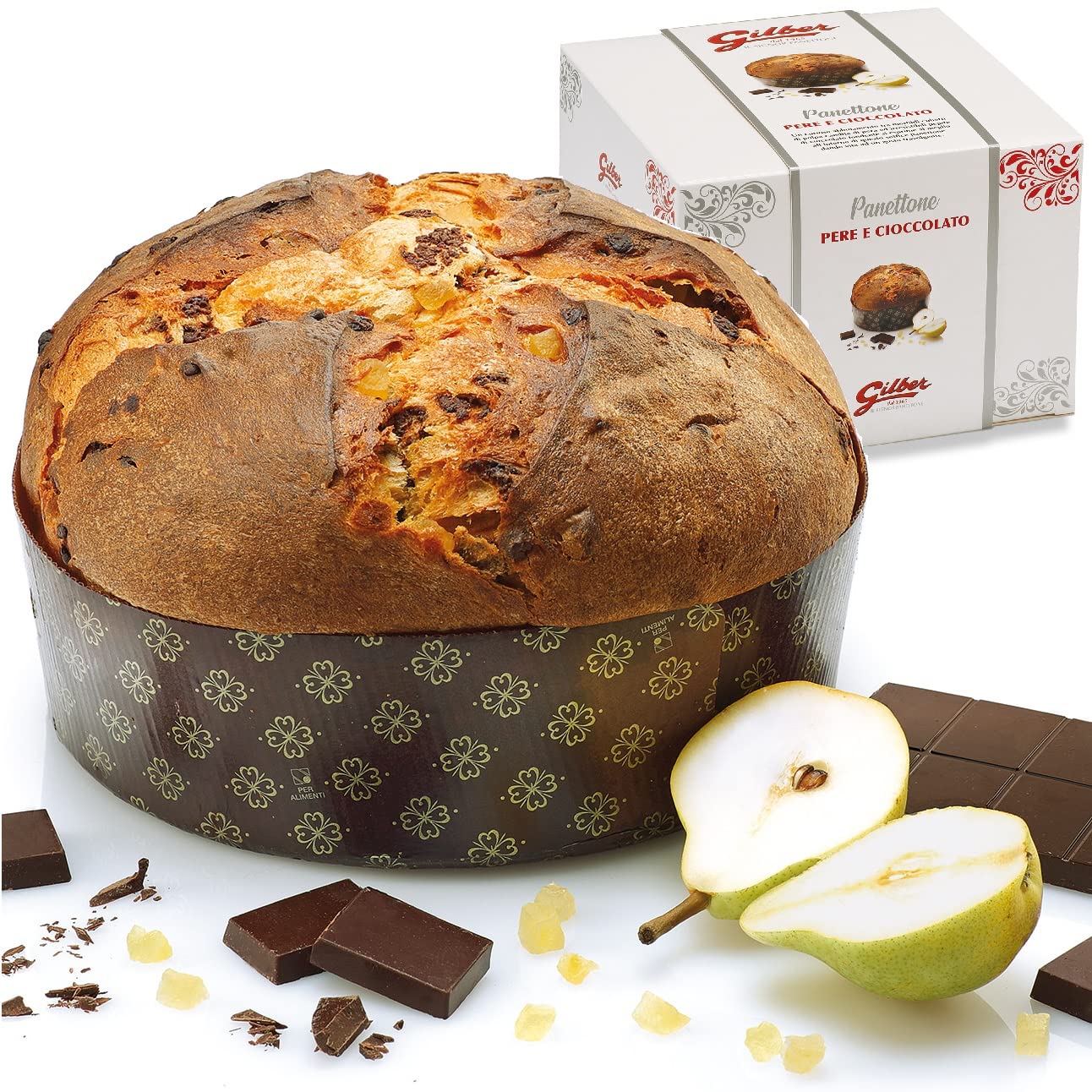 Boîte à Panettone Decora 20x20x20cm - Fond Automatique, Couvercle Or, Pour 1kg