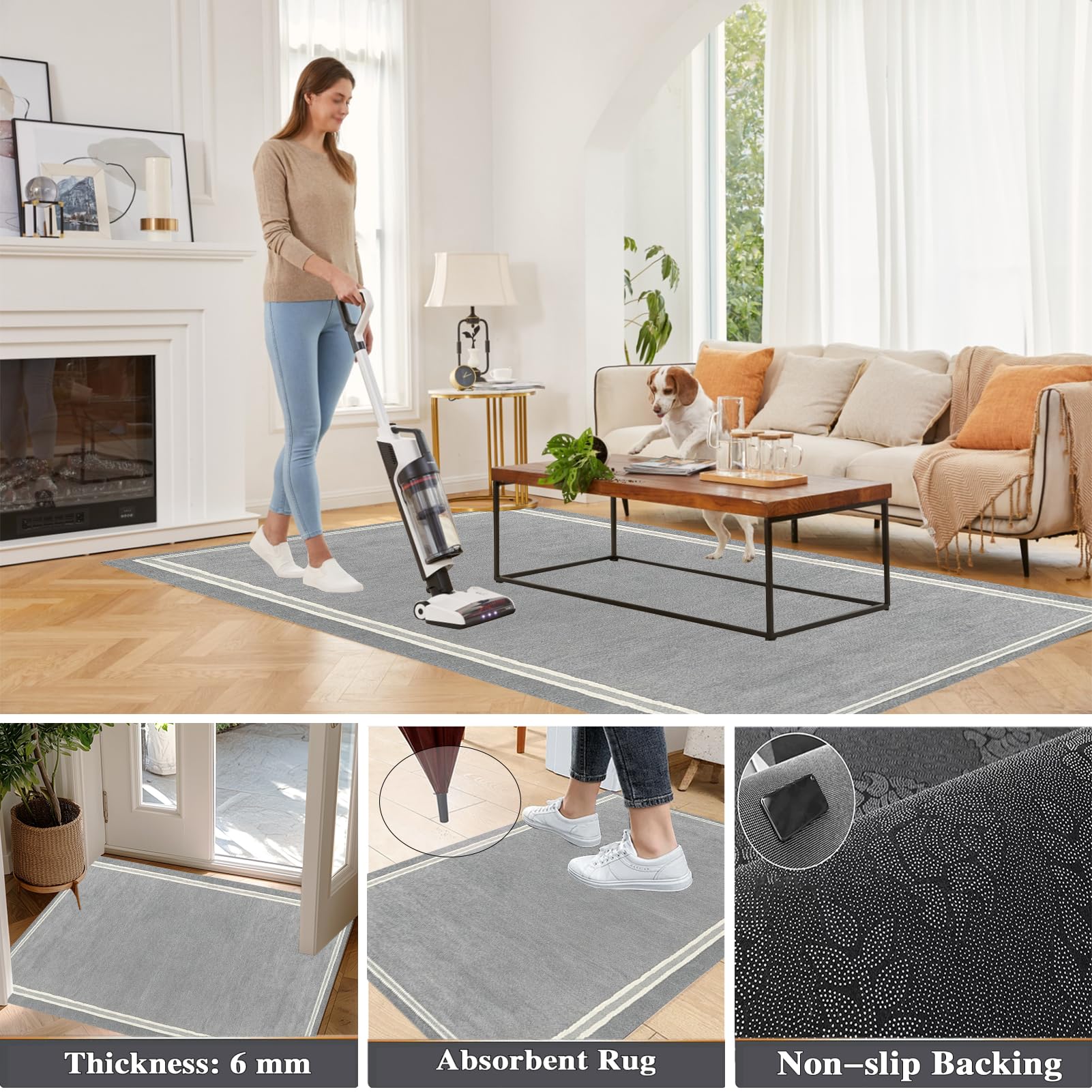 Nowoczesny dywan do przedpokoju 120 x 500 cm szary dywan chodnik wejściowy dywaniki do sypialni dywaniki kuchenne zmywalne antypoślizgowe długie bieżniki do salonu pralni wejście