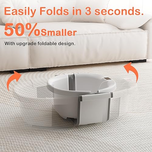 Miniatura 4 de Bañera plegable para bebé, bañera grande para bebé con termómetro y cojín, bañera portátil de viaje para recién nacidos, bañera plegable para bebés
