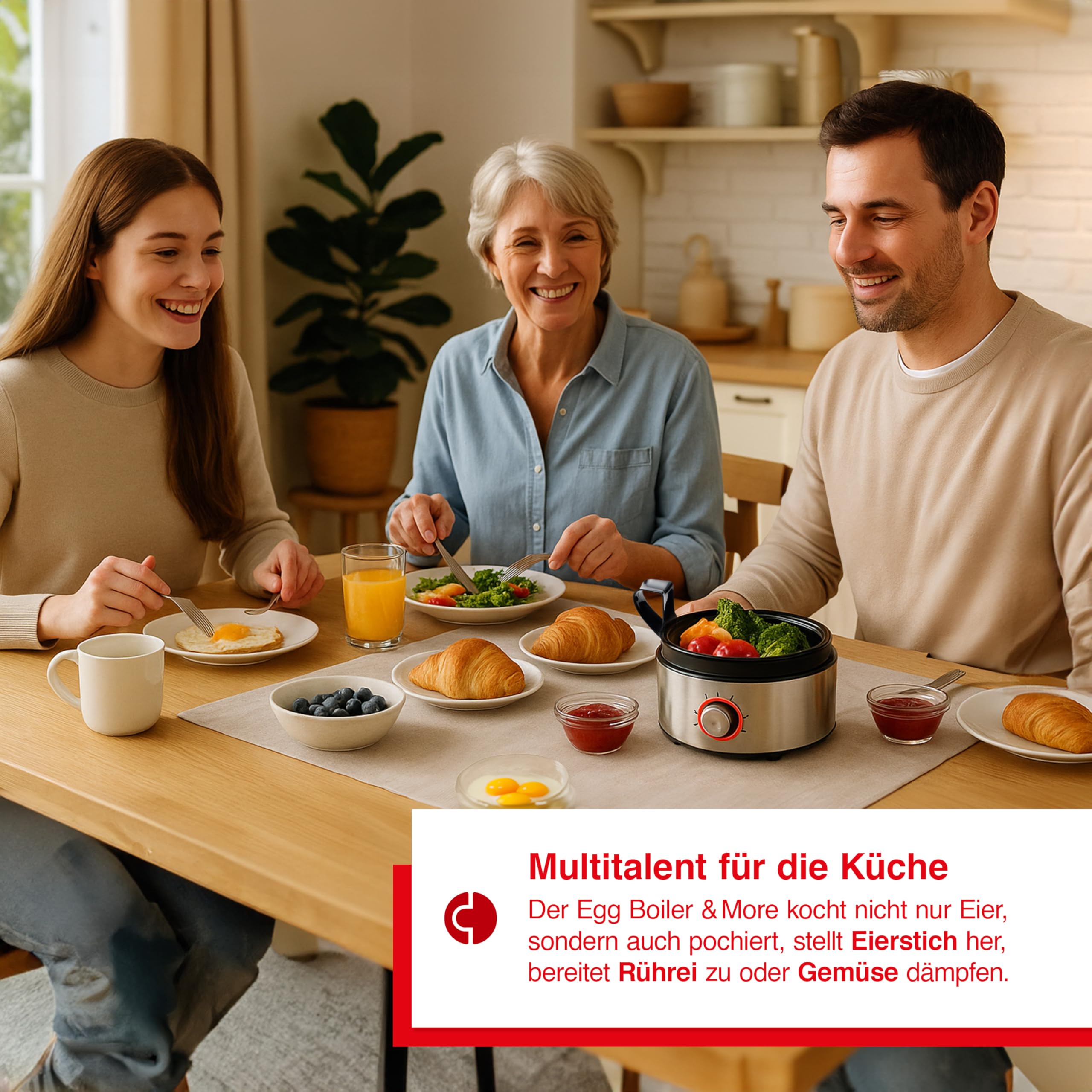 Solis Egg Boiler & More 8272 – Multifunktionaler Eierkocher & Dampfgarer aus Edelstahl, für bis zu 7 Eier, Härtegradeinstellung, LED-Kontrolle, akustisches Signal, sicher & leicht zu reinigen