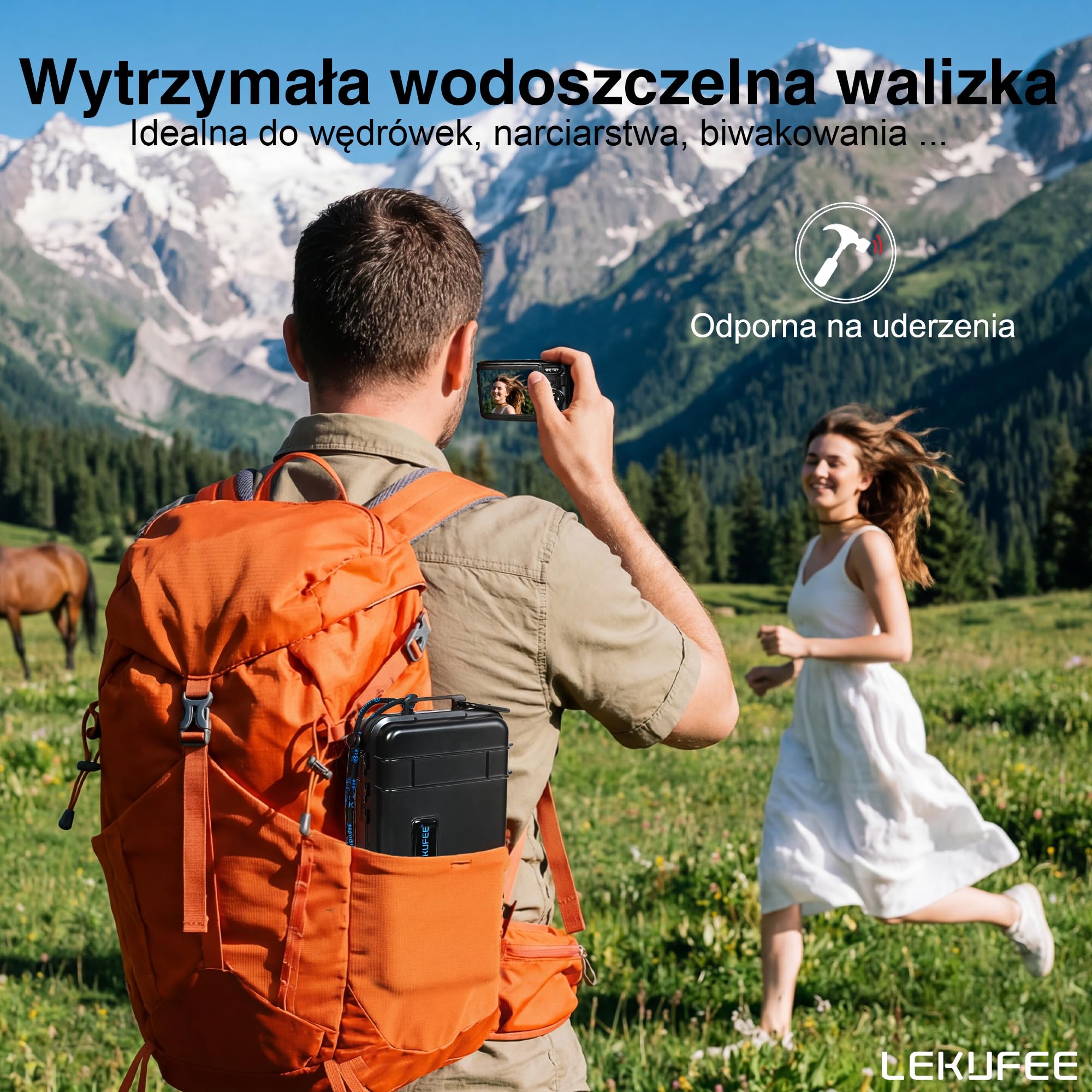 Lekufee Podróżne wodoodporne twarde etui do Kodak PIXPRO FZ55 lub FZ45, baterii i akcesoriów (tylko torba)