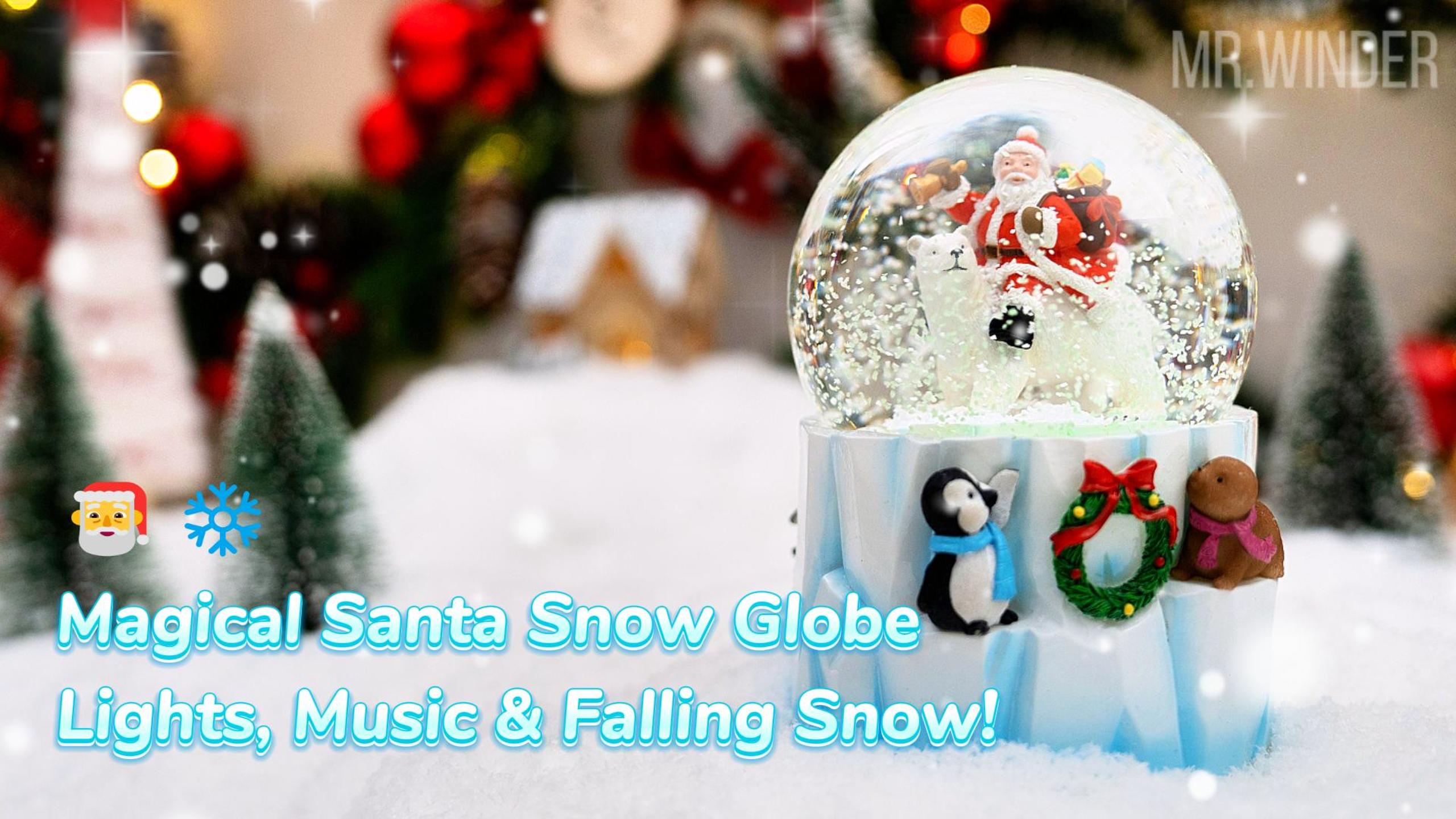 Christmas Music Box Snow Globe Gift, Hand-Painted Santa Claus and