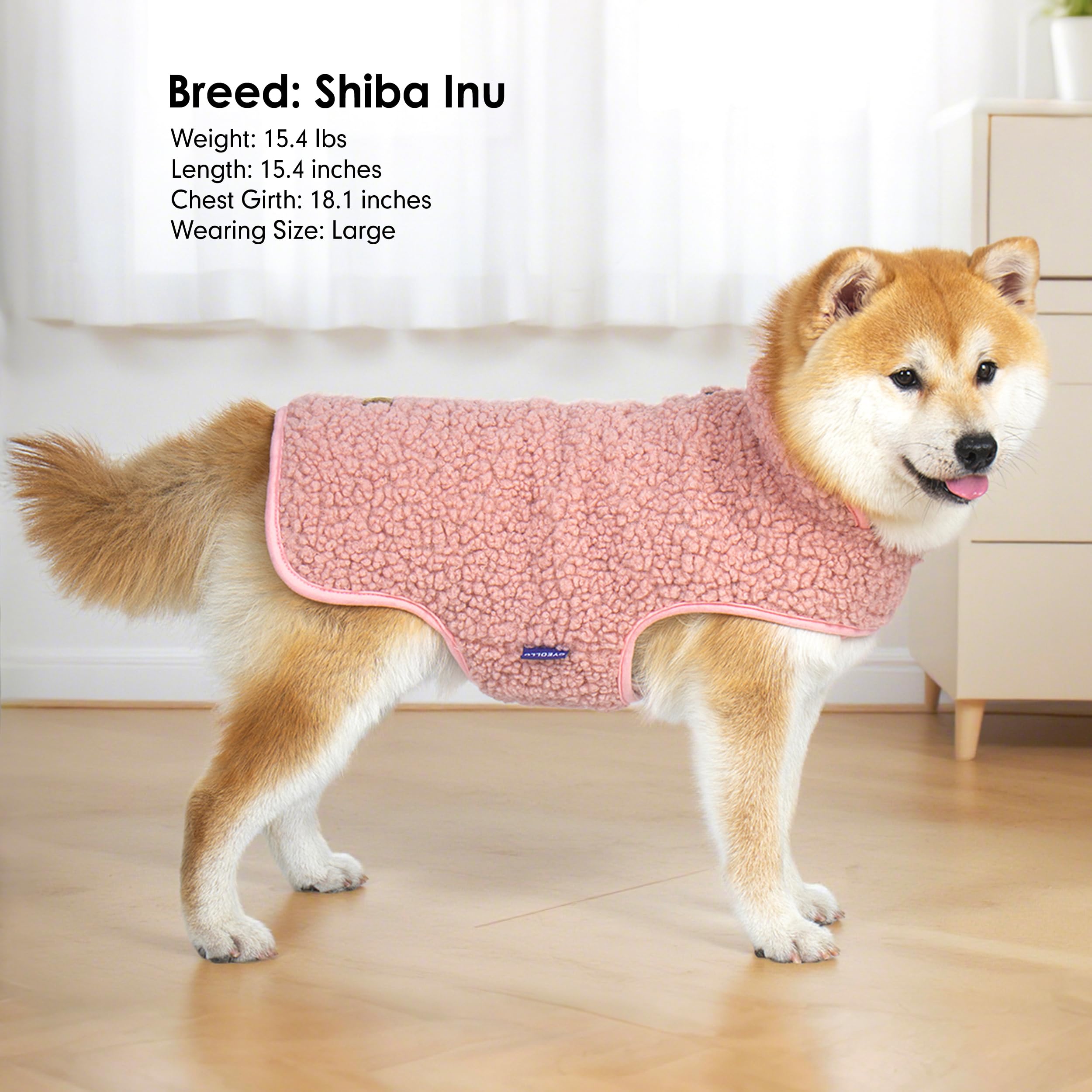 cyeollo Abrigo de invierno reversible para perro, chaqueta de cuello alto, suéter cálido de forro polar Sherpa para perro, chaleco para clima frío, abrigos para perros pequeños, ropa rosa