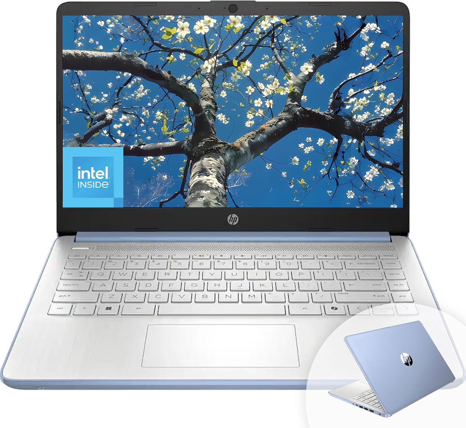 HP 14" HD Student Business Laptop, Intel Quad-Core N150, 8GB RAM, 192GB Storage, (128GB UFS+64GB SD Card), 1 Year Office 365, Webcam, HDMI, Bluetooth, WiFi, Win 11 Pro, Slim Design, Sky Blue