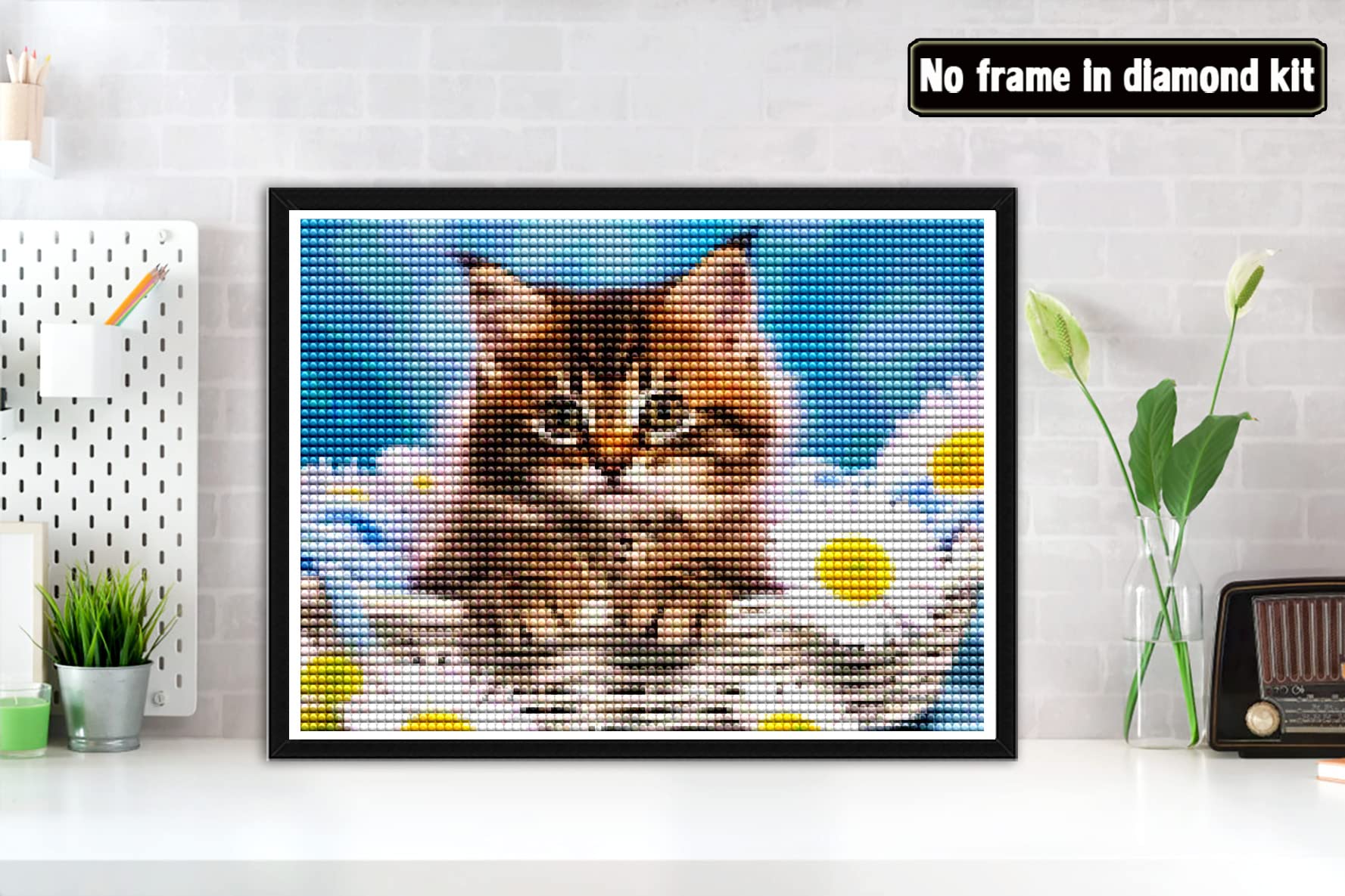 Bimkole 5D Diamond Painting Kit Completo Fai Da Te Gatto A Foglie Verdi