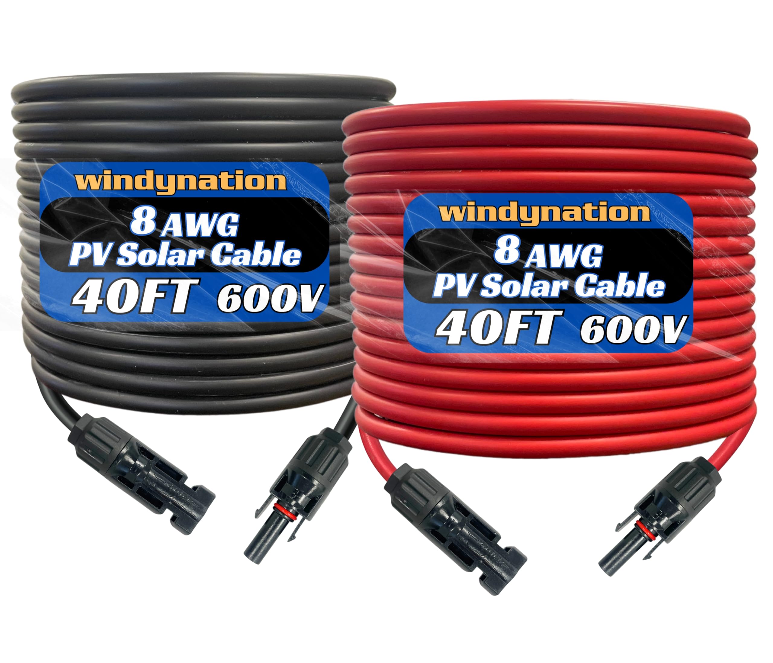 Amazon.com: WindyNation 8 AWG 8 Gauge Pair 40 Feet Black + 40 Feet