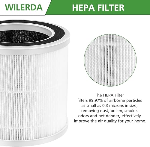 Miniatura 8 de Paquete de 2 filtros de repuesto HEPA solo compatibles con purificador de aire Proton Purter, sistema de filtración de 3 pasos, filtro de aire