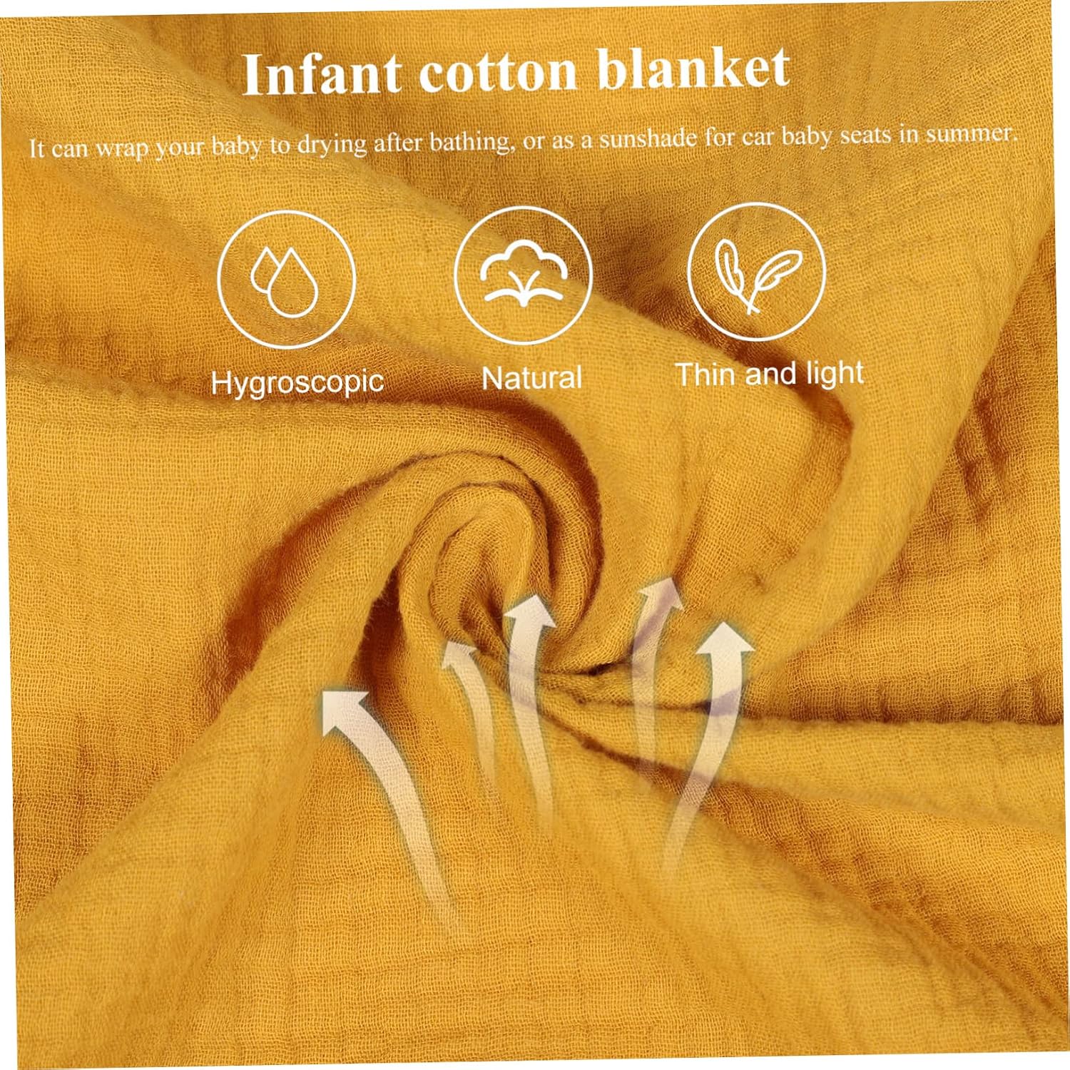Yardwe Blanket Tassel Cotton Quilt Ginger Color Soft and Breathable Crib Bedding for Newborns for Bathing and Sleeping
