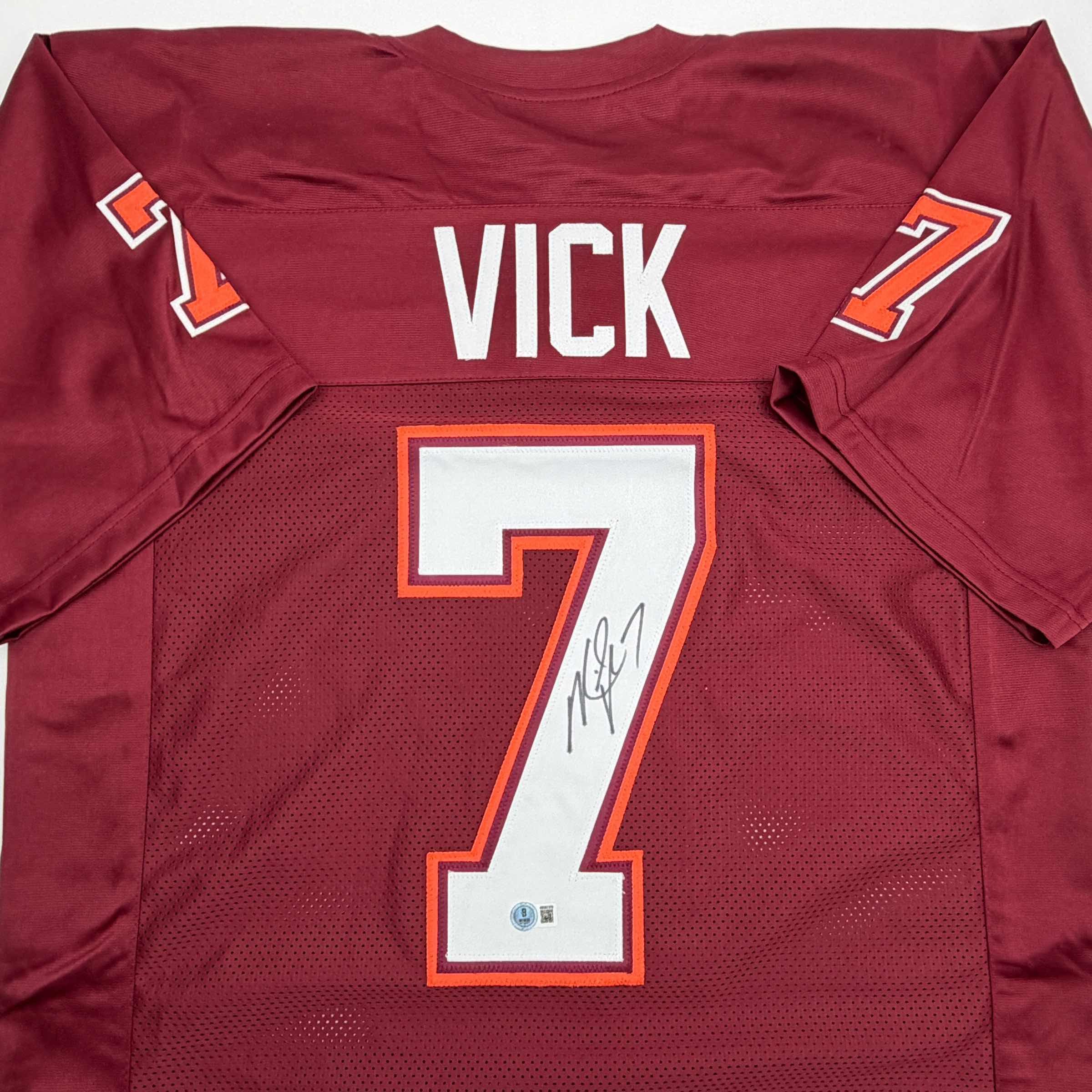 Autographed/Signed Michael Mike Vick Virginia Tech Maroon College