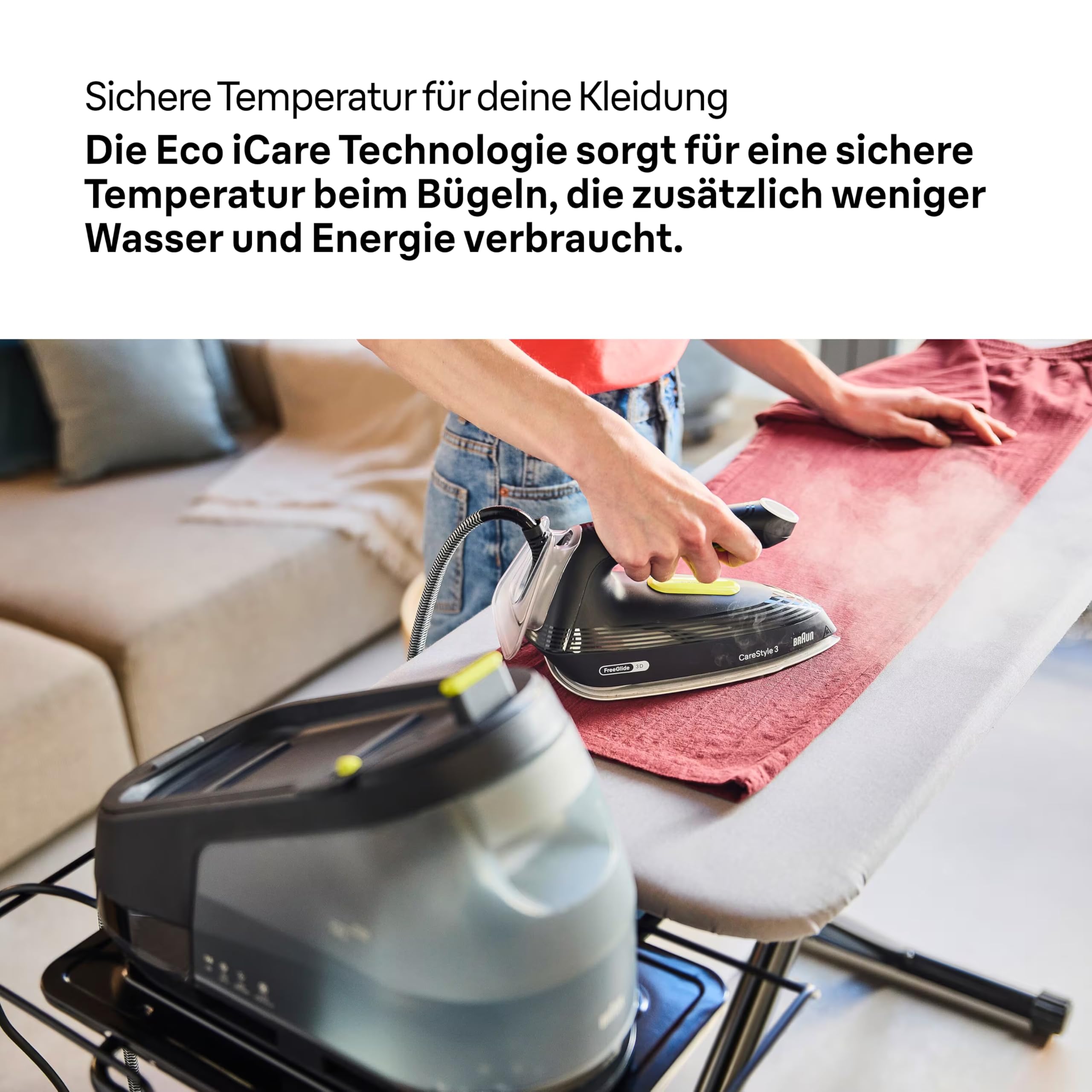 Braun CareStyle 3 IS3257BK, Dampfbügelstation Mit FreeGlide 3D Technologie, 125 g/min Dampf, Schnelles Aufheizen, iCare Modus, Vertikales Bügeln, Abnehmbarer 1,8L Tank, 2200W, Schwarz