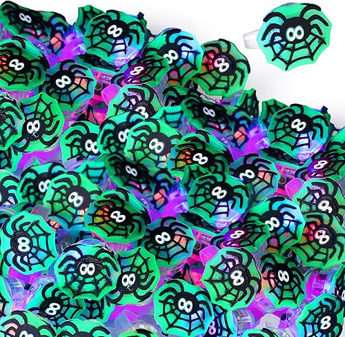 50 anillos LED intermitentes iluminados con luces de gelatina, coloridos anillos brillantes para fiestas, juegos de clase, premios, Halloween, San