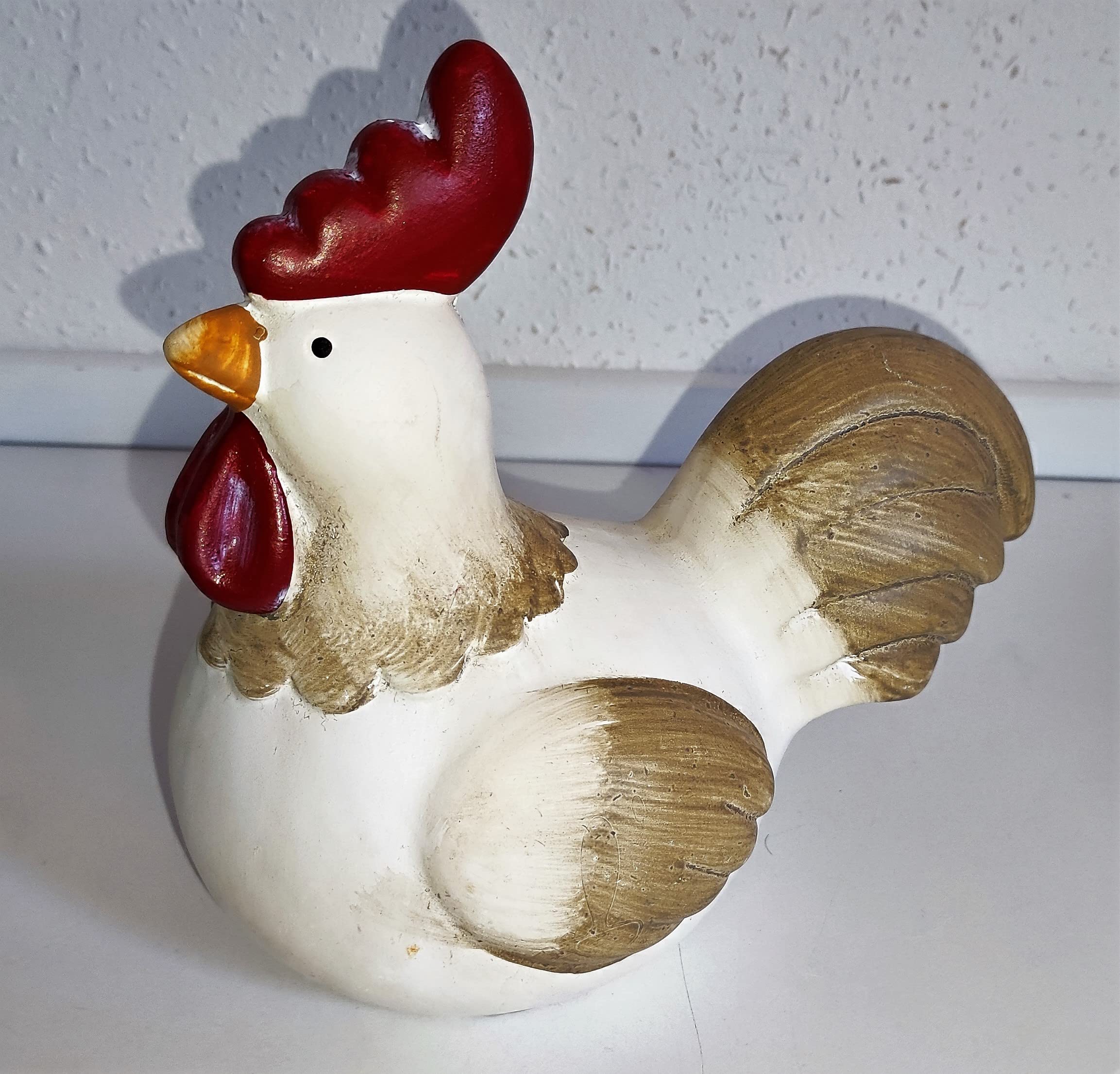 Hahn Und Henne Dekofiguren Aus Keramik - Osterdeko Set Für Tisch Und Regal