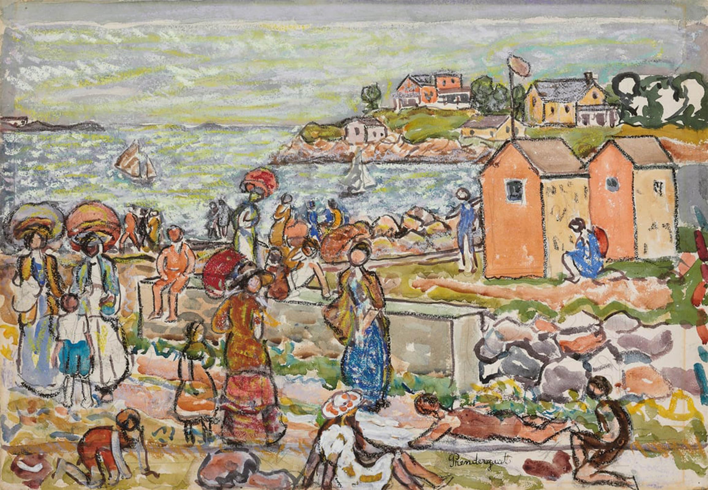 SERENDIPITP Vintage Wall Art Canvas Nordic Poster Canvas Print Picture Bathers and Strollers by Maurice Brazil Prendergast Wall Art Poster for Home Decor 60x90cm