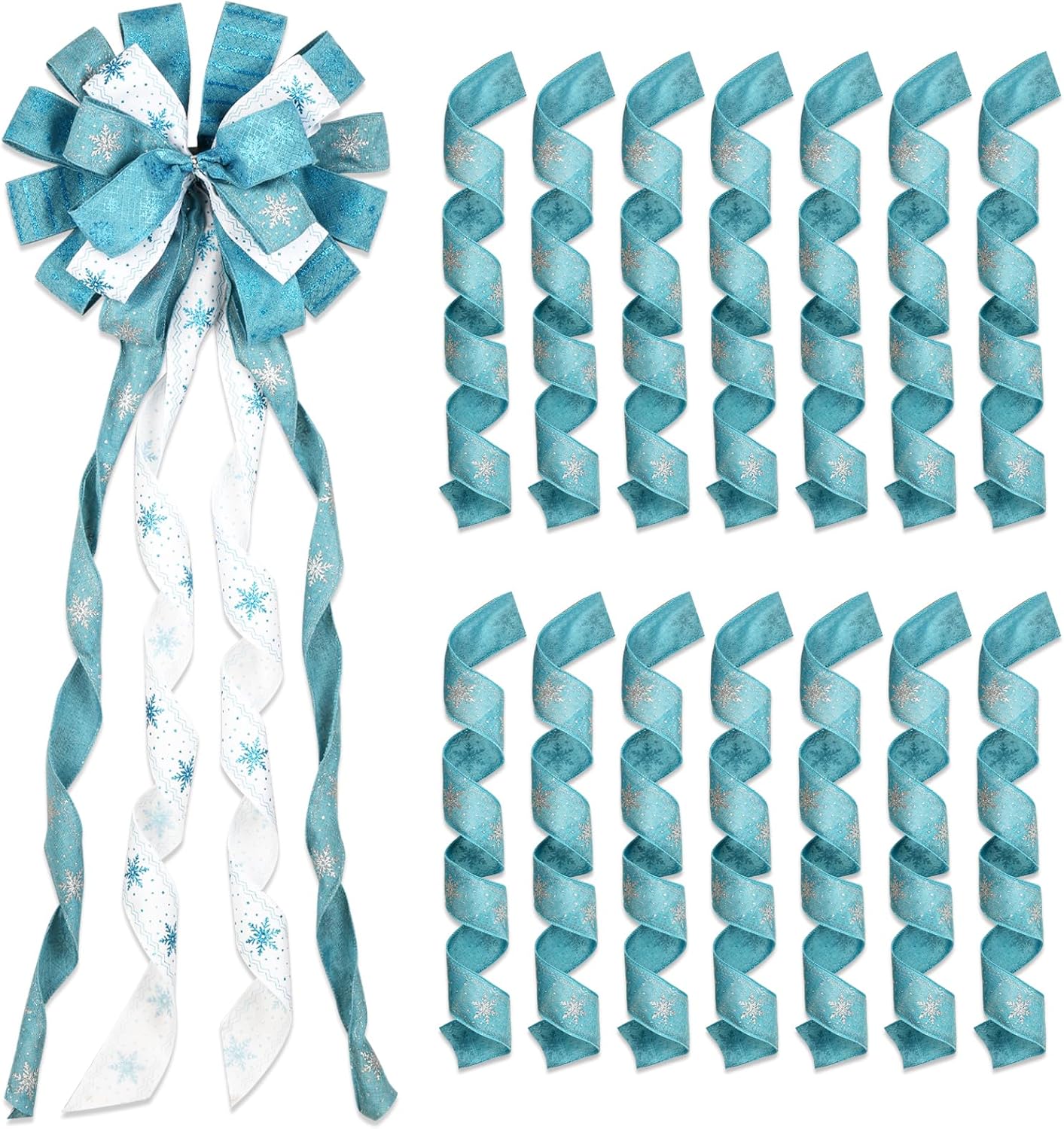 Serencatcher Teal Christmas Tree Topper Bow, Christmas Tree