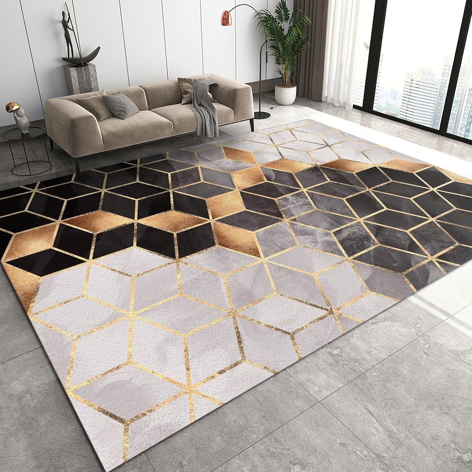 Tapis de chambre d'enfants à lignes 3D sécurisé et lavable 180x280cm