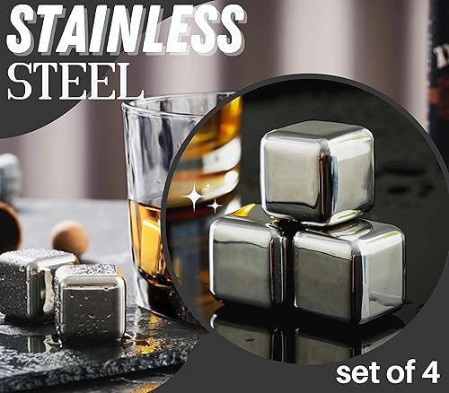 Miniatura 4 de Regalos de whisky para hombres, vaso de whisky con inicial personalizada con piedras de whisky para papá, novio, mejores amigos, compañeros de