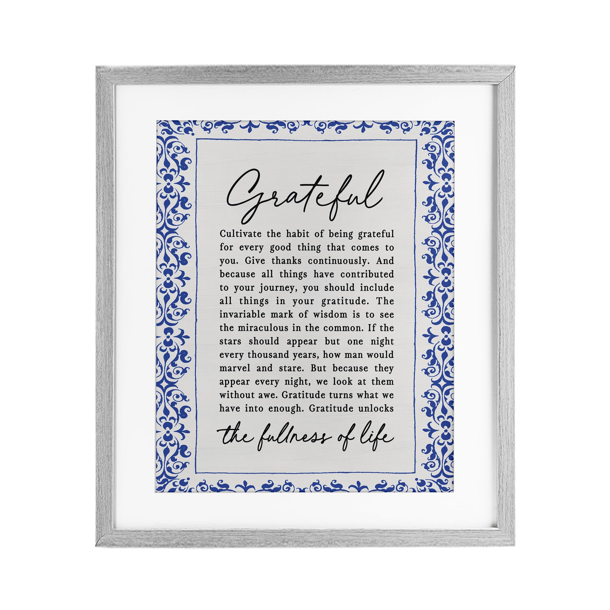 Affiche encadrée Gratitude Unlocks Fullness Of Life Stupell Industries gris 53x43 cm