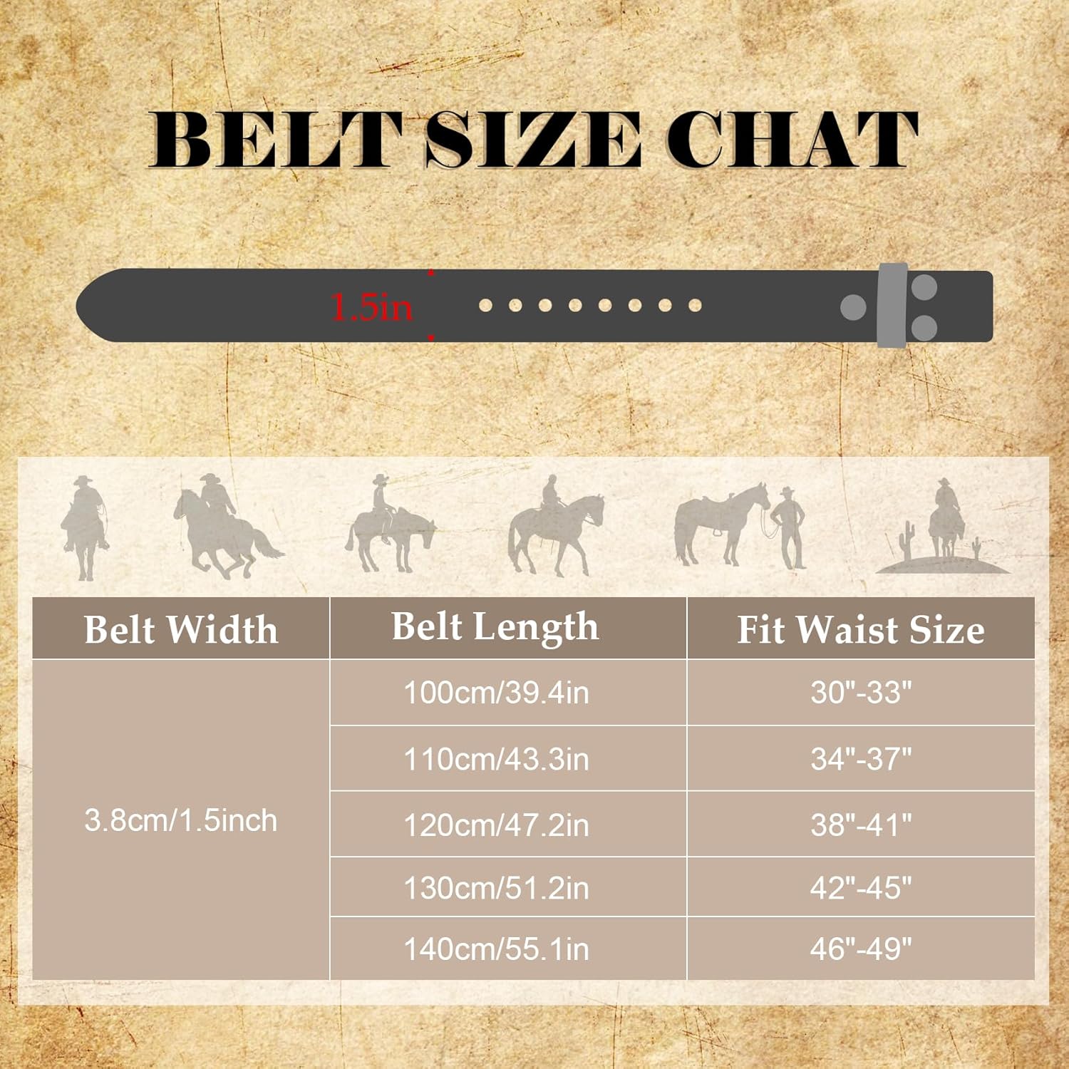 TRIWORKS Western Belt for Men without Buckle Cowboy Leather Belt Country Belt 1.5”Embossed Leather Belt Strap - Image 6