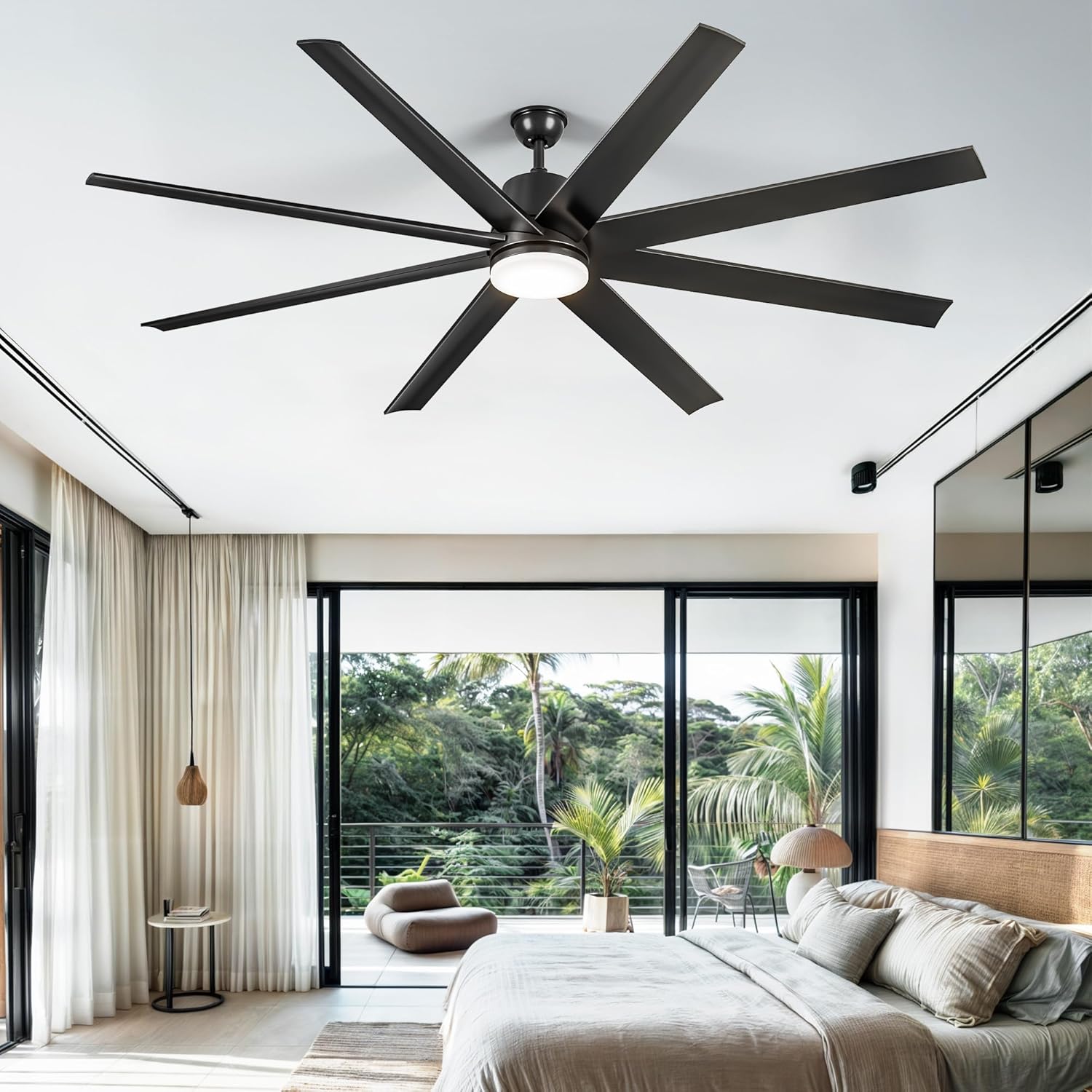 DWVO 72 Inch Ceiling Fan with Light, Reversible 8 Blade Ceiling Fan with Light and Remote, 6-Speed Quiet DC Motor, Dimmable 3 Color Temperatures, Memory Function