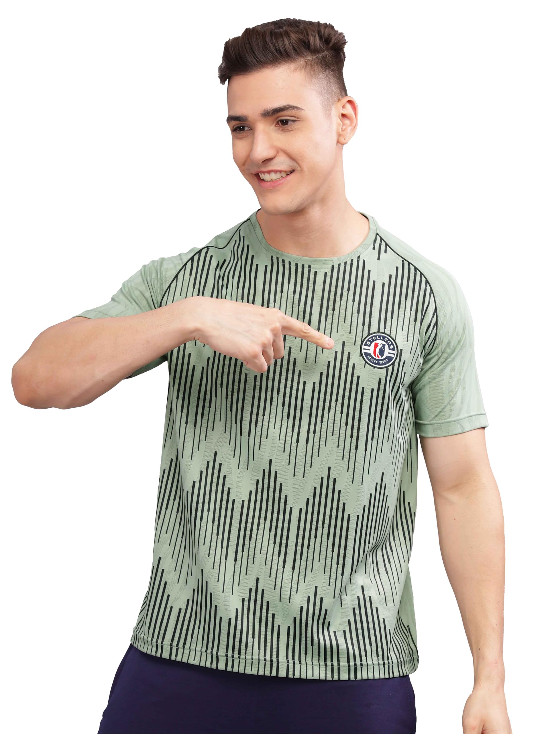 STELLERS Men's Round Neck Half Sleeve Active Wear Sports T-Shirt| Feather Touch Feel |Regular Fit| Odour Resistant| Anti-Static| Wrinkle Free | Quick Dry | Stretchable | Lightweight | Sweat-Proof-image-33