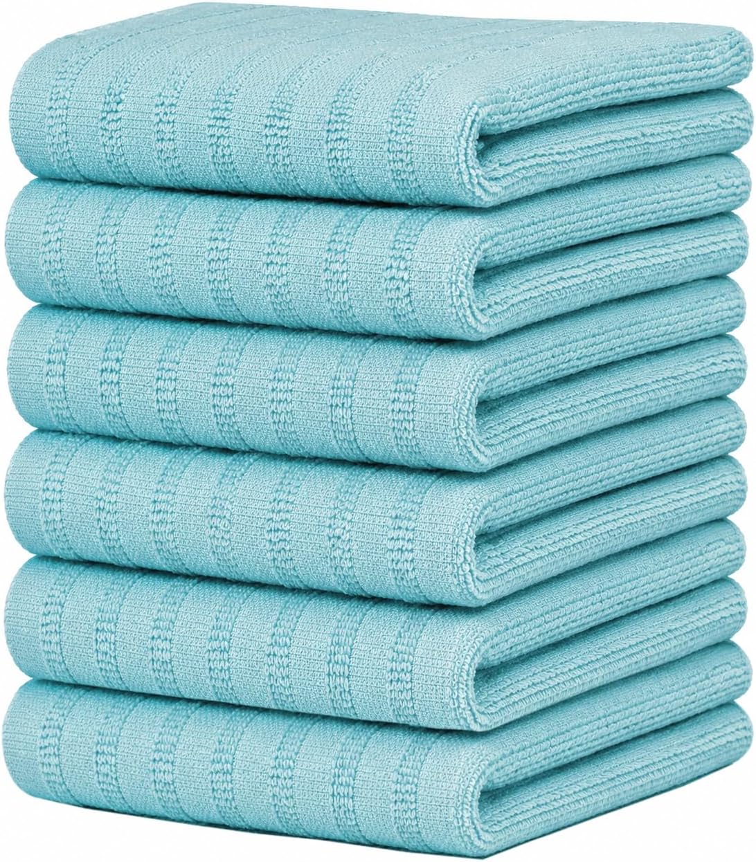 Premium Kitchen  6 Pack 100% Cotton, 20"x28" - Aqua Solid