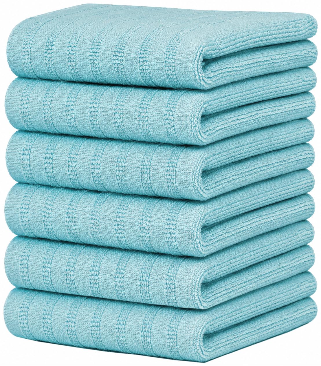 Premium Kitchen Towels 6 Pack 100% Cotton, 20"x28" - Aqua Solid