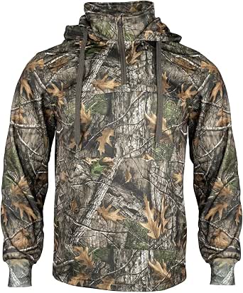 LOOGU Men's CP Camo Hunting Hoodie - Fleece Lined, Quarter Zip, 4XL, For Outdoor & Tactical Use - View #2