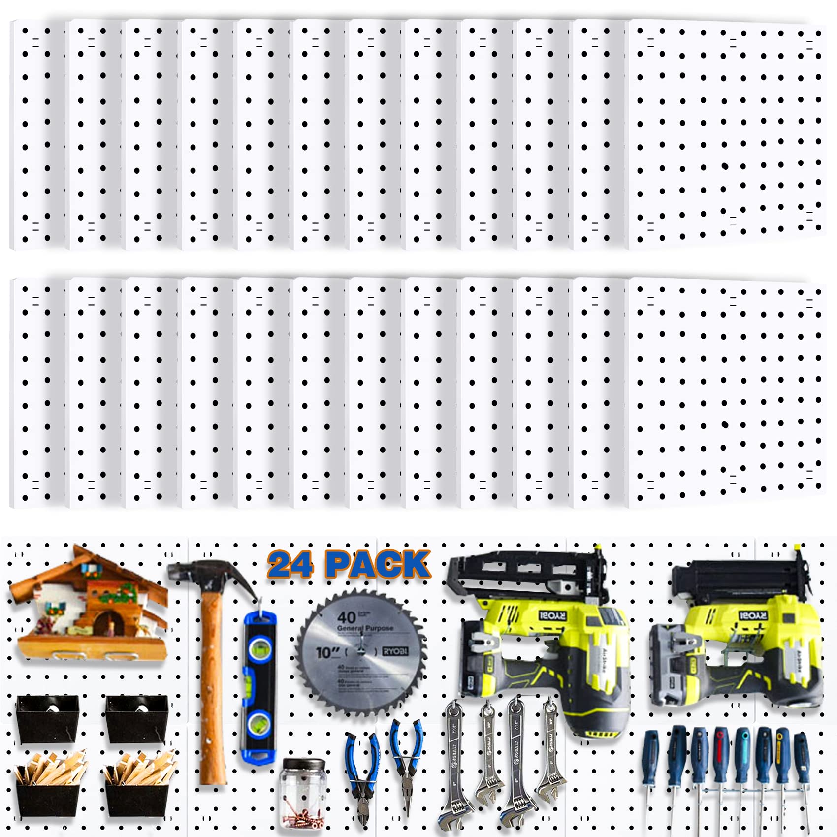 Buy 24Pcs Pegboard, Pegboard Wall for Organizer, Garage Organization