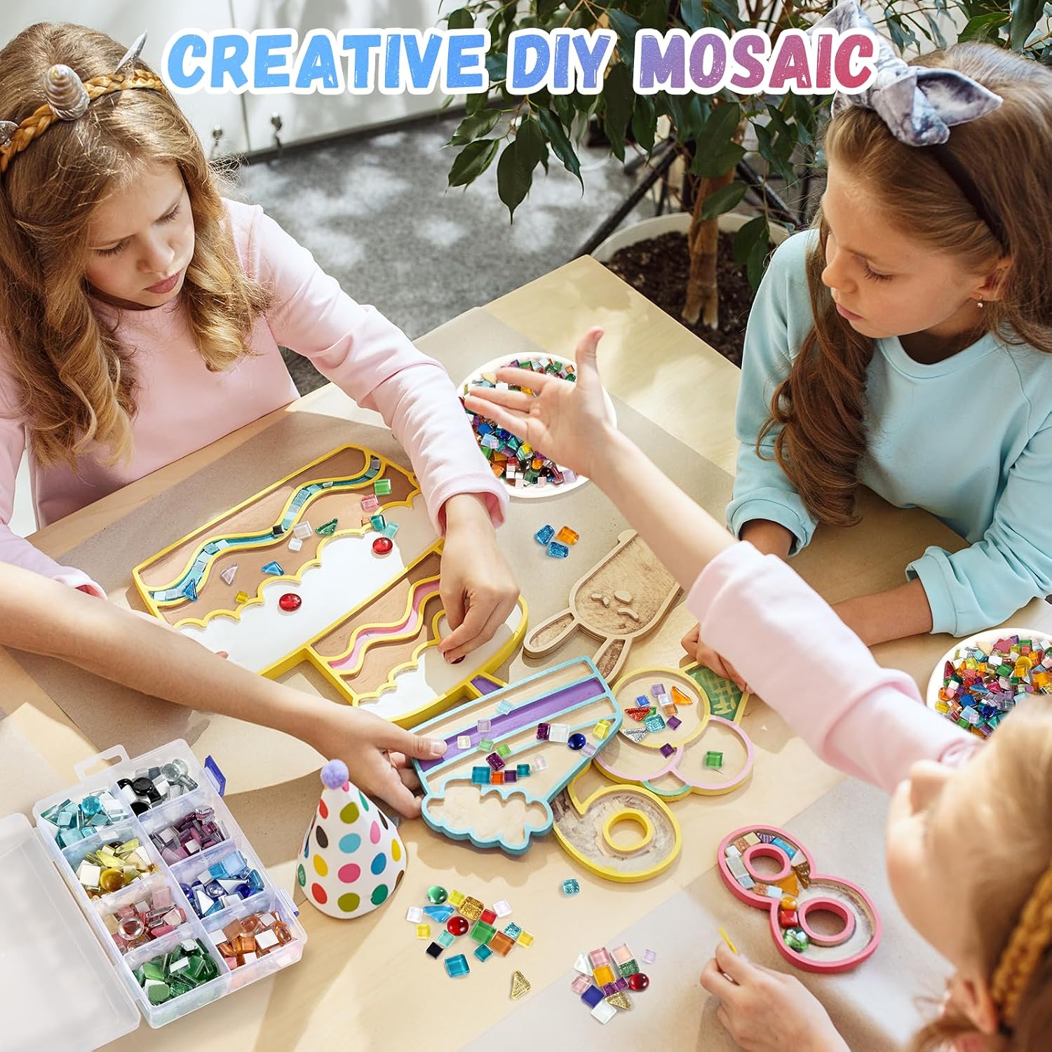 Zefy 1015g 8 Color Mosaic Tiles, Mosaic Tiles for Crafts with Divided Storage Box, Mixed Irregular Shapes Glass Tiles for DIY Crafts, Home Decor, Art Projects