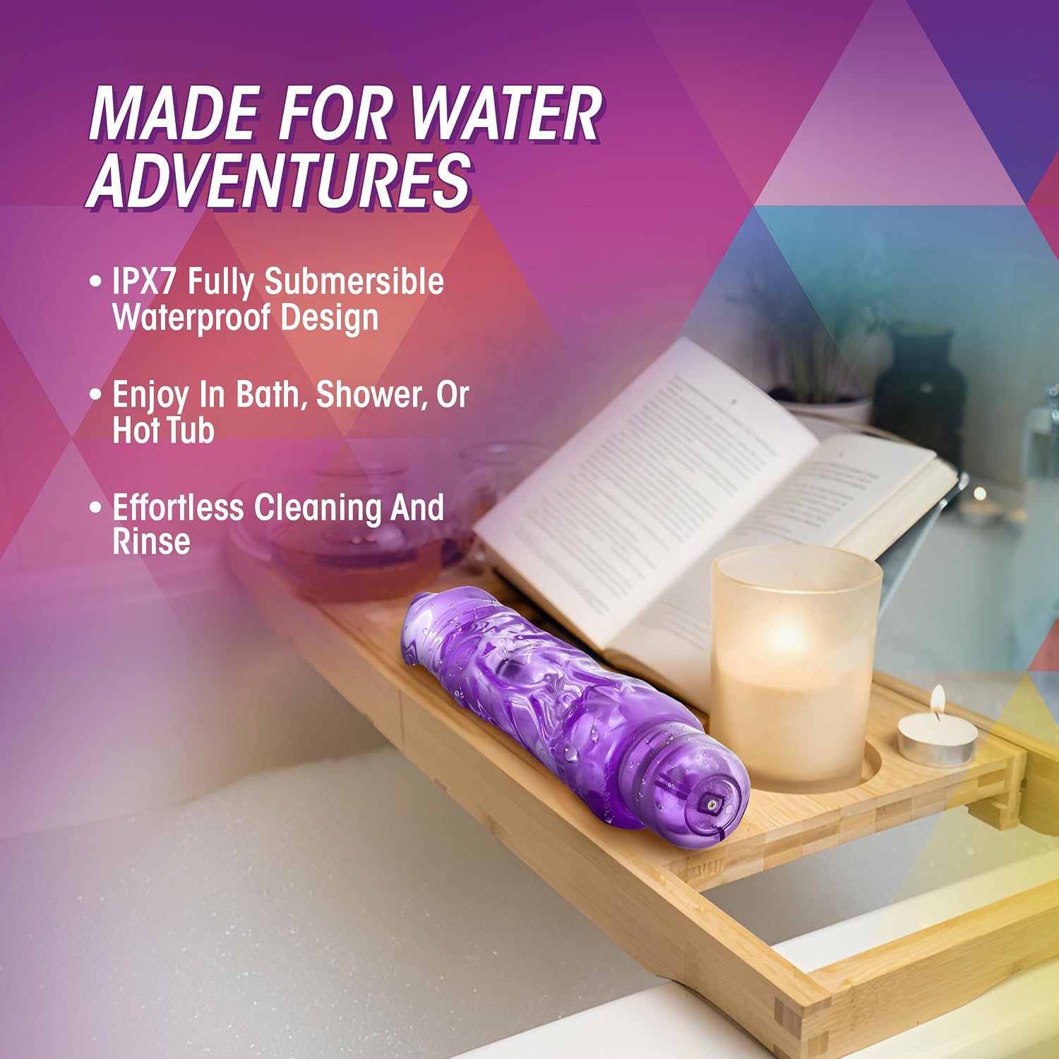 Blush Novelties Wild Ride 9" Soft Large 2" Thick Realistic Vibrating Dildo, Multi-Speed Waterproof Real Feel G-Spot Anal Vaginal Big Penis Vibrator Sex Toy for Women Men Couples - Clear Purple